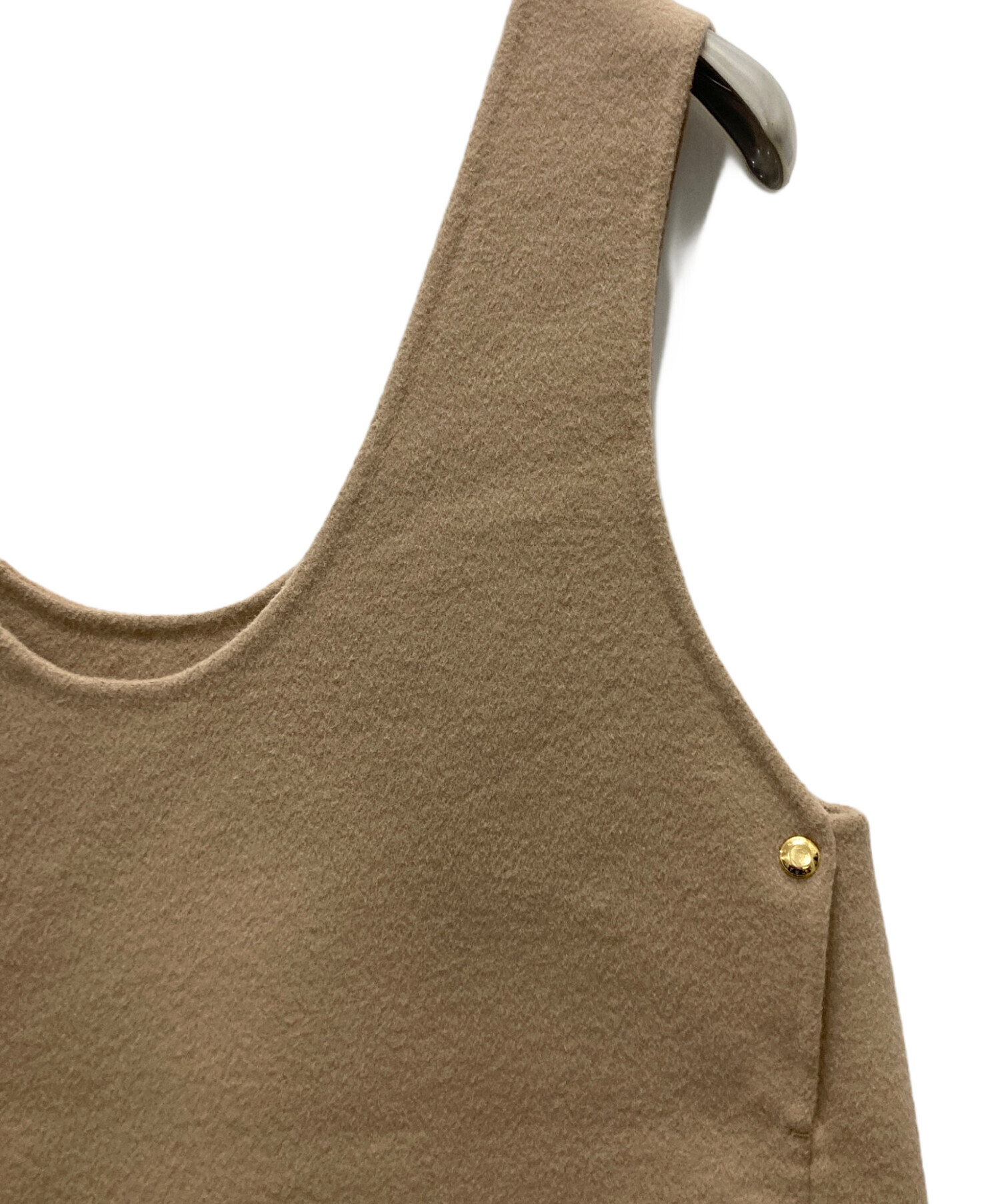 お値下げ＊ Drawer ウールケヌキワンピース　ベージュ 中古・古着通販】DRAWER (ドゥロワー) ウールケヌキ ノースリーブ