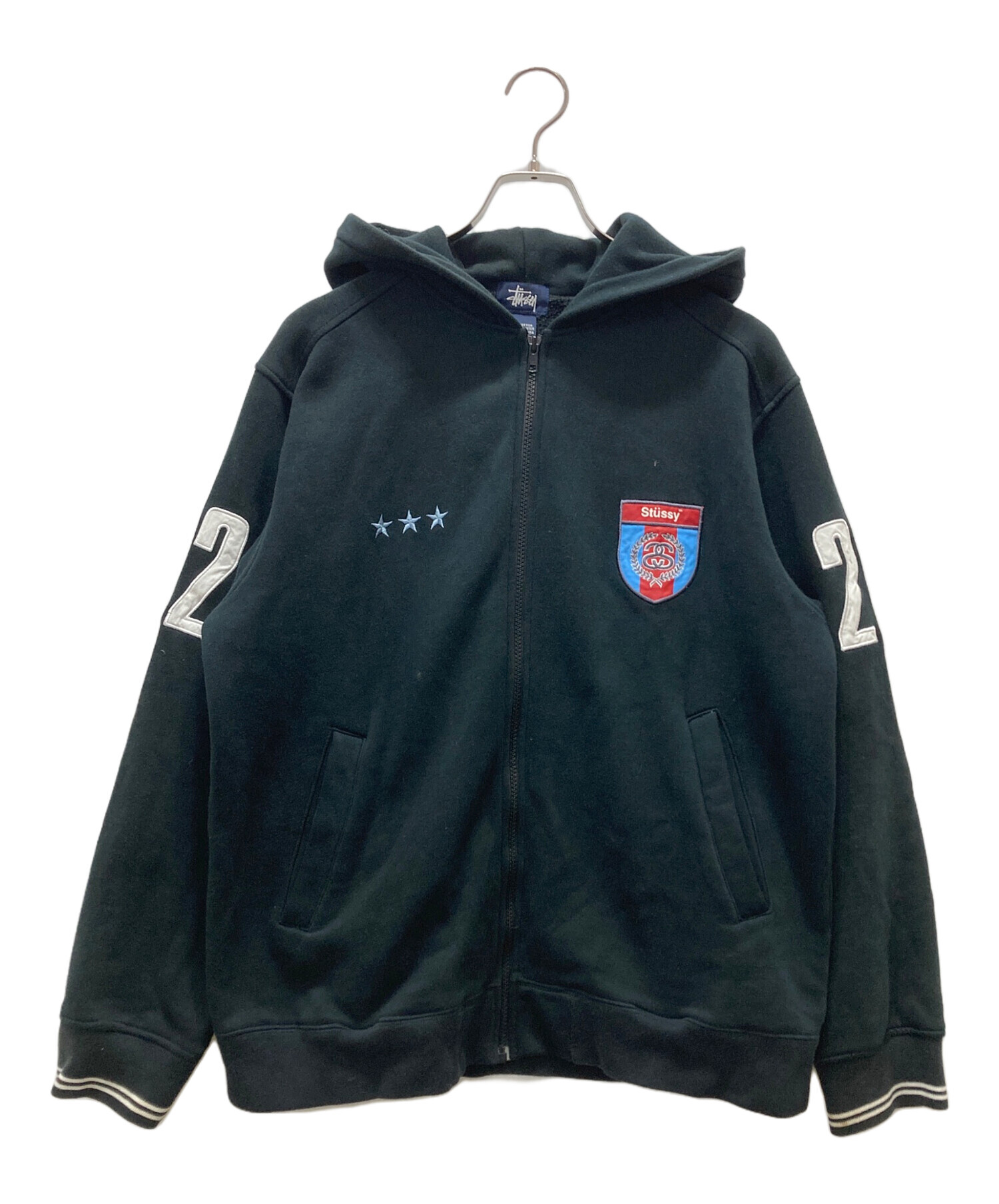 【希少】 stussy ステューシー ワッペン フルジップパーカー M 中古・古着通販】stussy (ステューシー) ワッペンジップパーカー