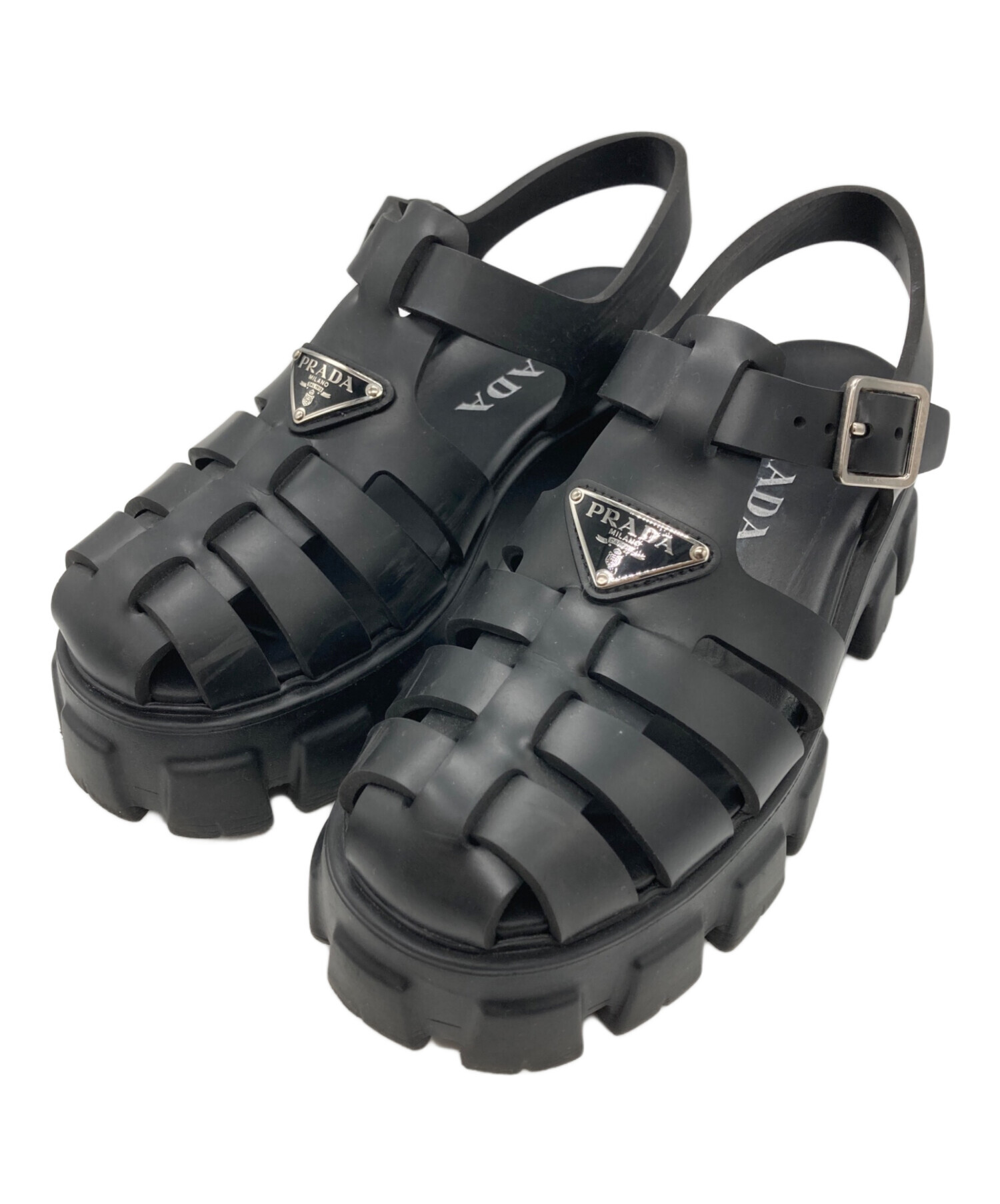 中古・古着通販】PRADA (プラダ) モノリスグルカサンダル ブラック