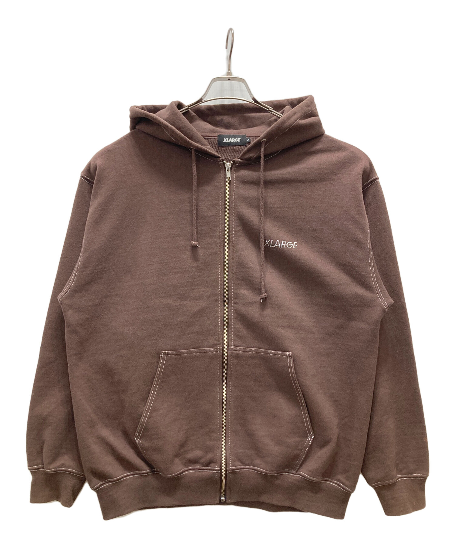 X-LARGE ラインストーンフルジップパーカー ブラウン　Lサイズ 中古・古着通販】X-LARGE (エクストララージ) ラインストーンロゴ