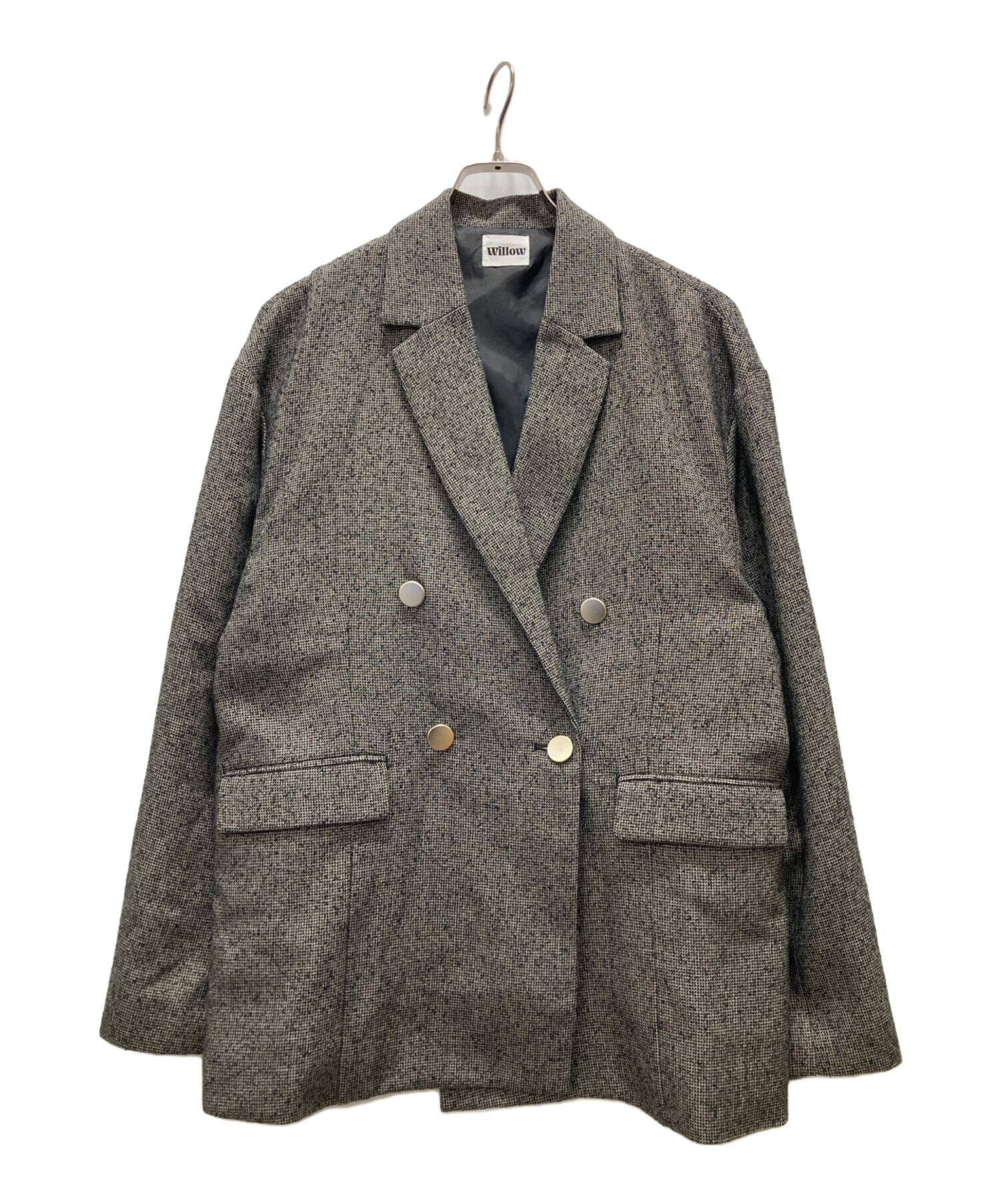 【極良品】シティショップ　ネップツイードダブルジャケット　グレー　F ウール 中古・古着通販】willow (ウィロー) ネップツイードジャケット グレー