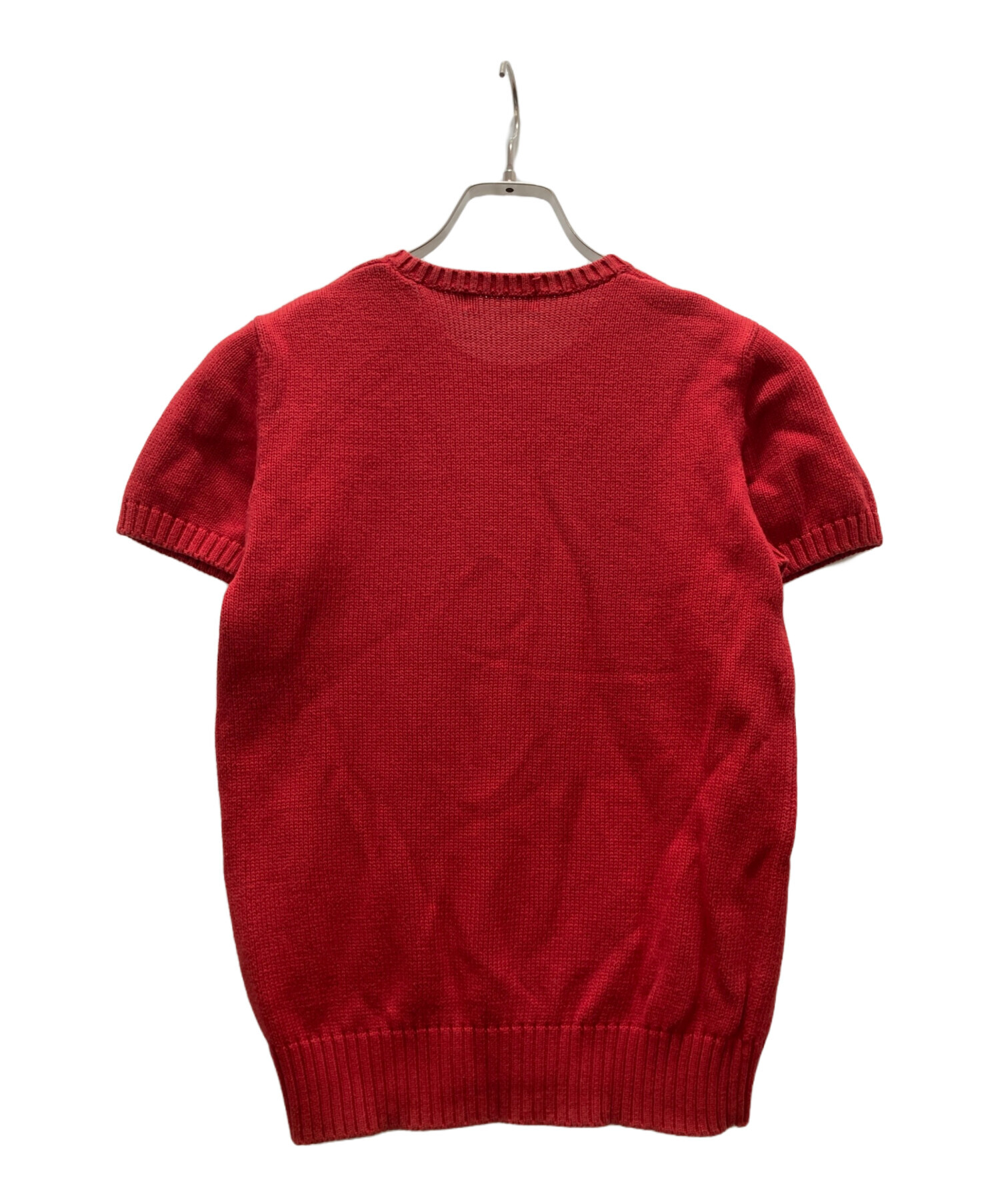 ラルフローレン レディース 半袖ニット M コットンニット 赤 レッド 中古・古着通販】RALPH LAUREN (ラルフローレン) 半袖ニット レッド