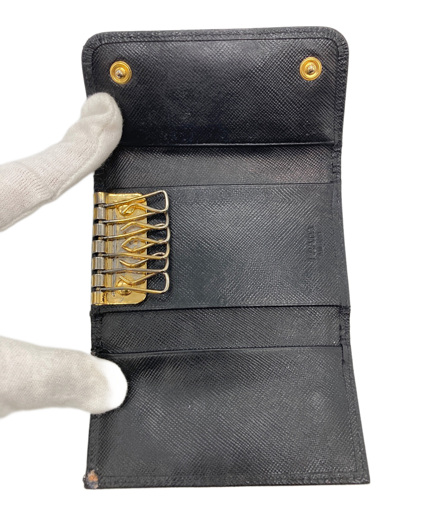 中古・古着通販】PRADA (プラダ) 5連サフィアーノキーケース ブラック