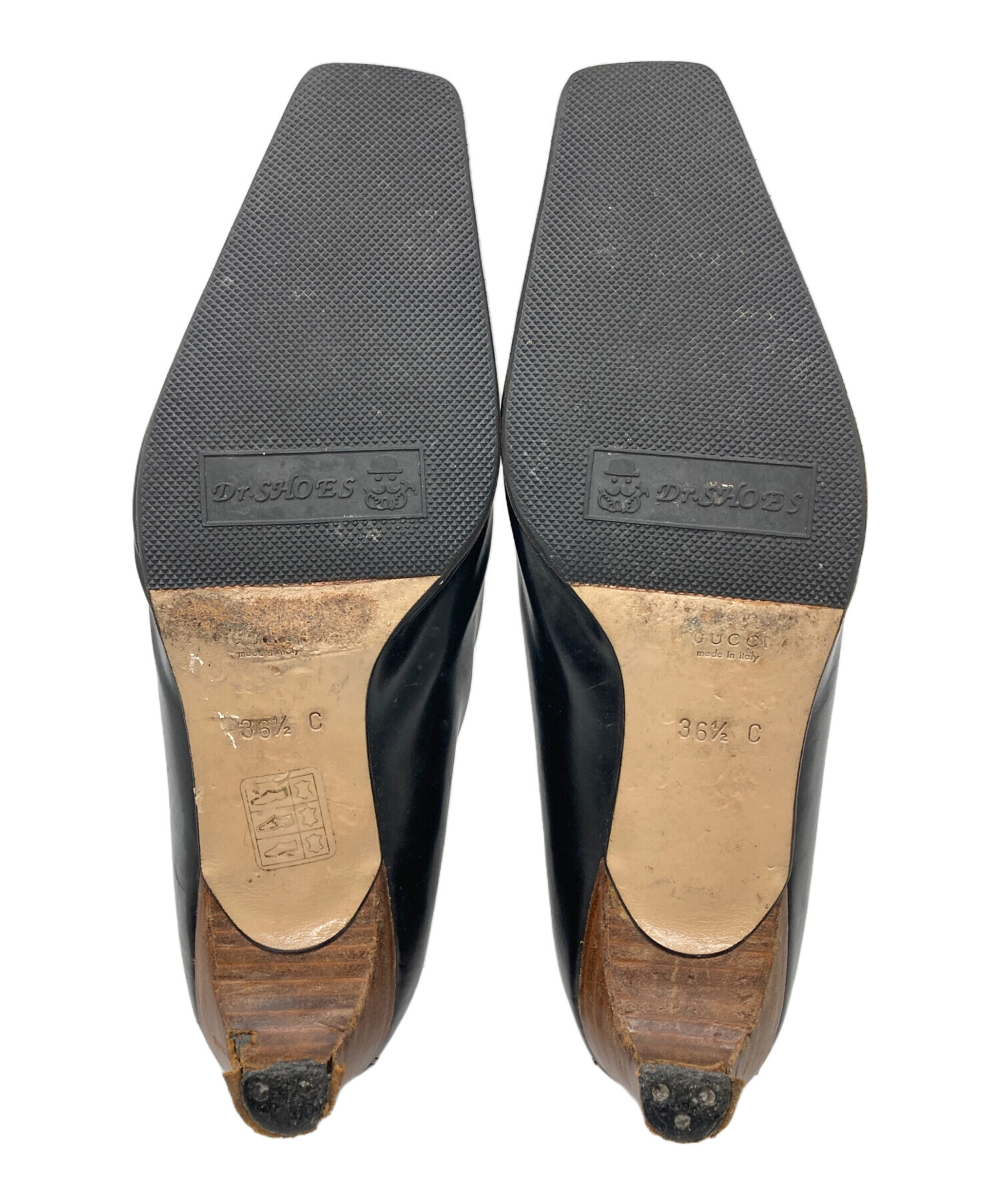 中古・古着通販】GUCCI (グッチ) スクエアトゥパンプス ブラック