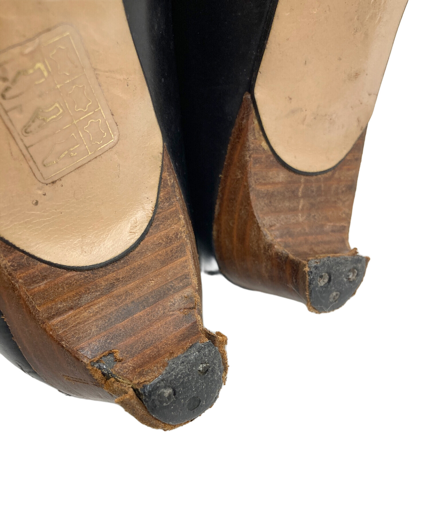 中古・古着通販】GUCCI (グッチ) スクエアトゥパンプス ブラック