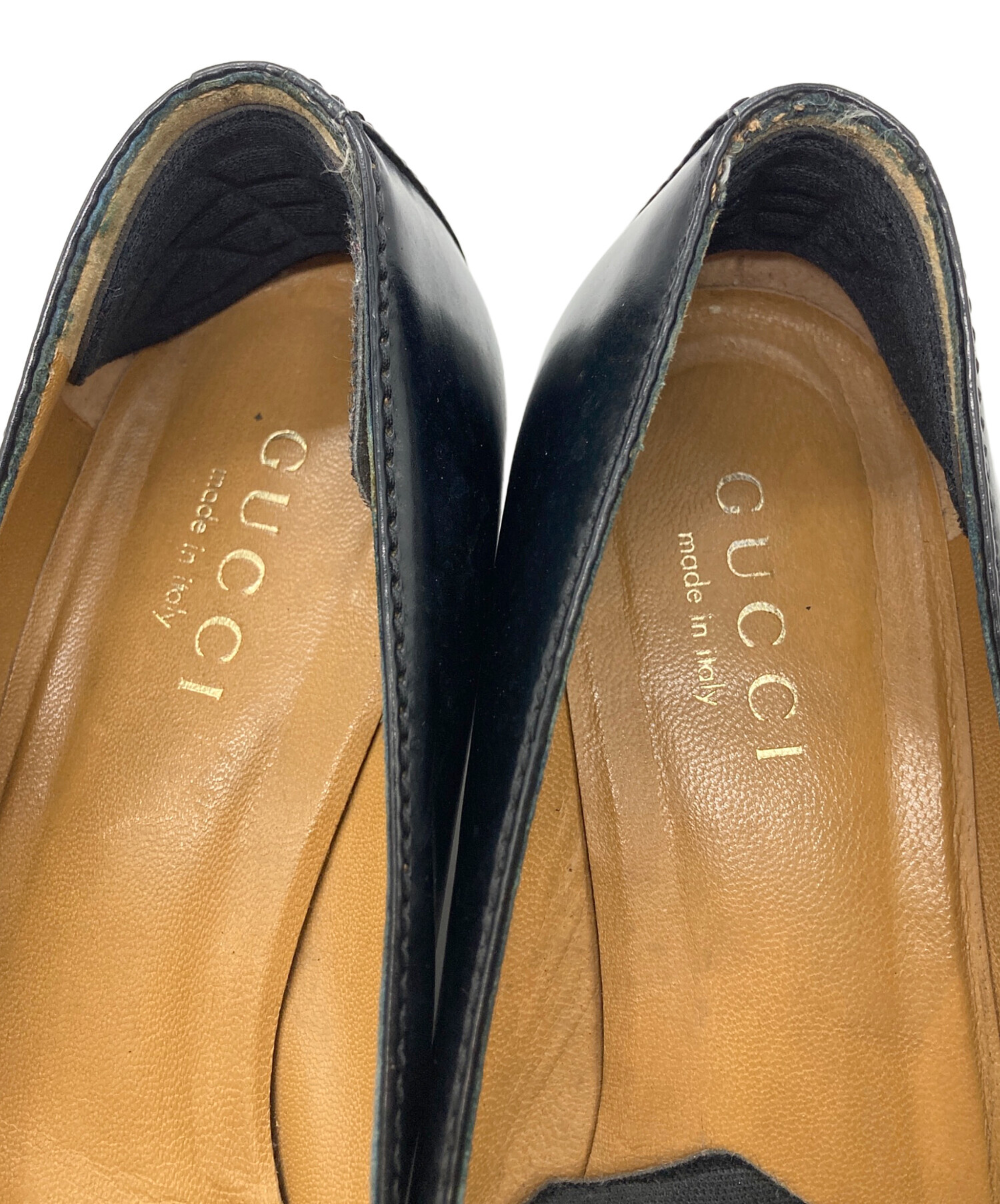 中古・古着通販】GUCCI (グッチ) スクエアトゥパンプス ブラック