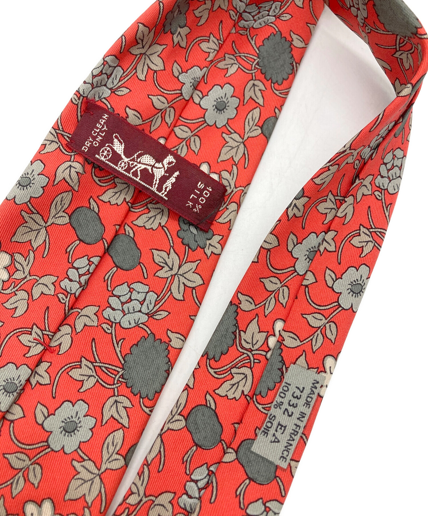 中古・古着通販】HERMES (エルメス) フラワープリントネクタイ レッド