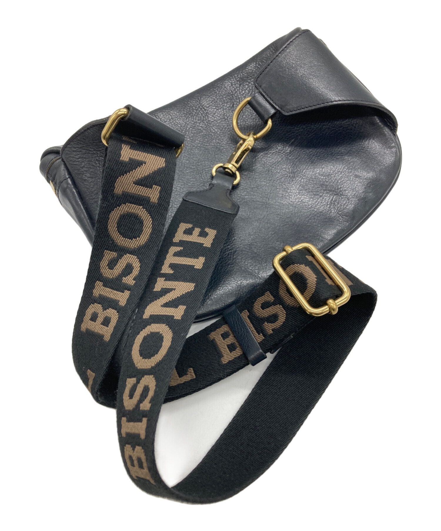 中古・古着通販】IL BISONTE (イル ビゾンテ) バムバッグ ブラック 中古・古着通販】IL BISONTE (イル ビゾンテ) バムバッグ ブラック