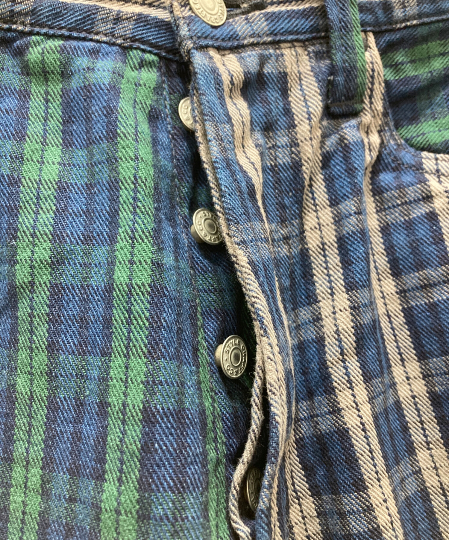 中古・古着通販】EVISU (エヴィス) カモメプリント チェック柄デニム