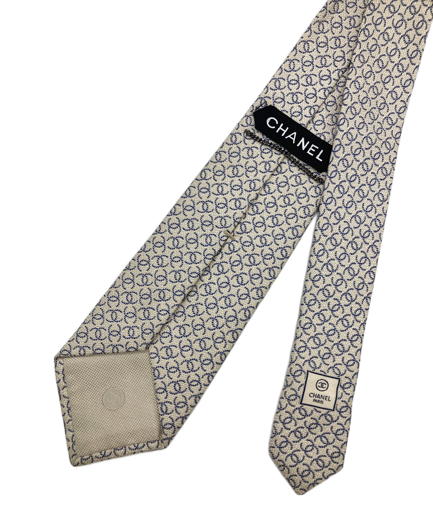CHANEL 新品未使用タグ付き　ドット柄 ネクタイ 中古・古着通販】CHANEL (シャネル) ココマーク総柄ネクタイ ホワイト