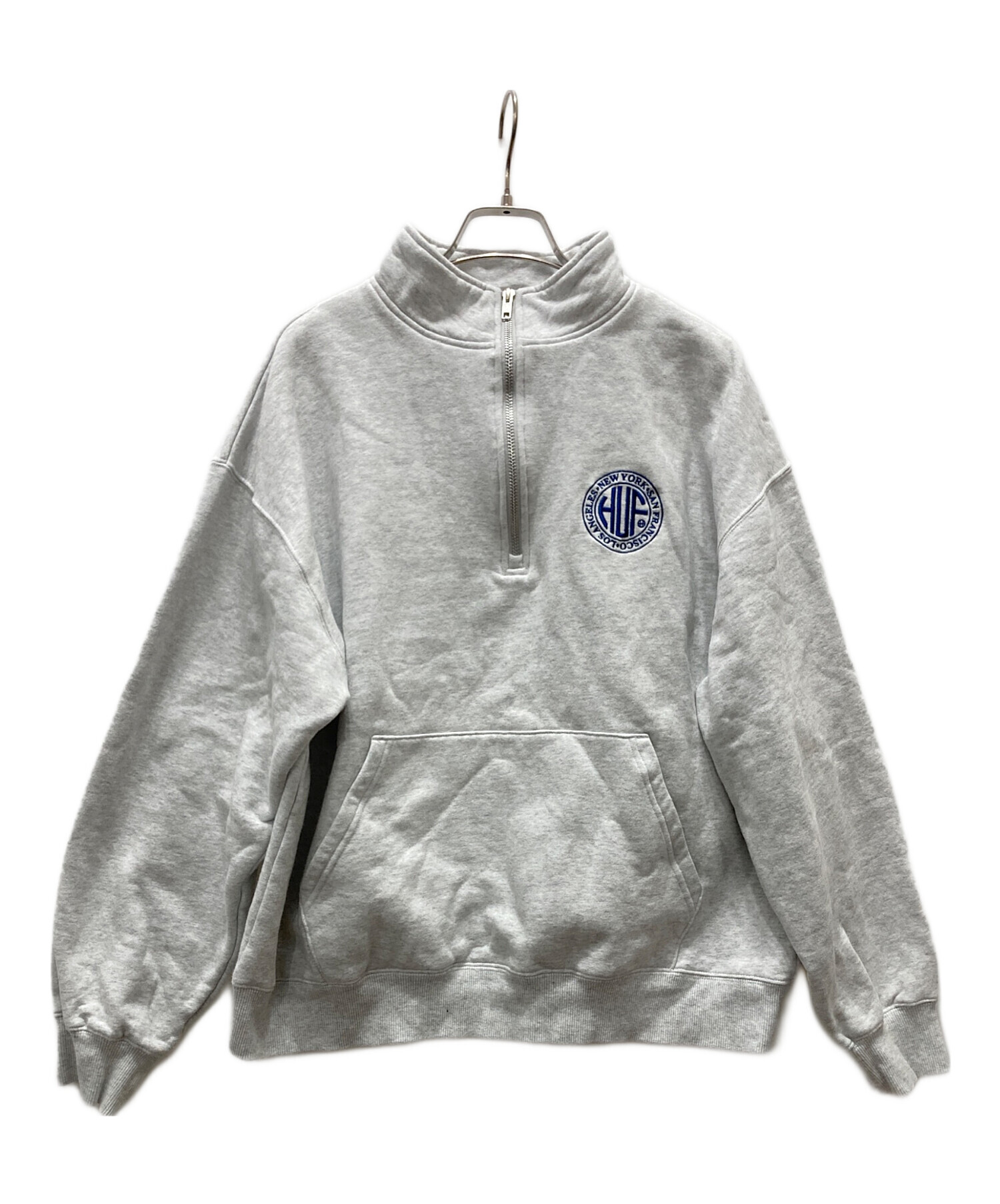 中古・古着通販】HUF (ハフ) ハーフジップスウェット グレー サイズ:L