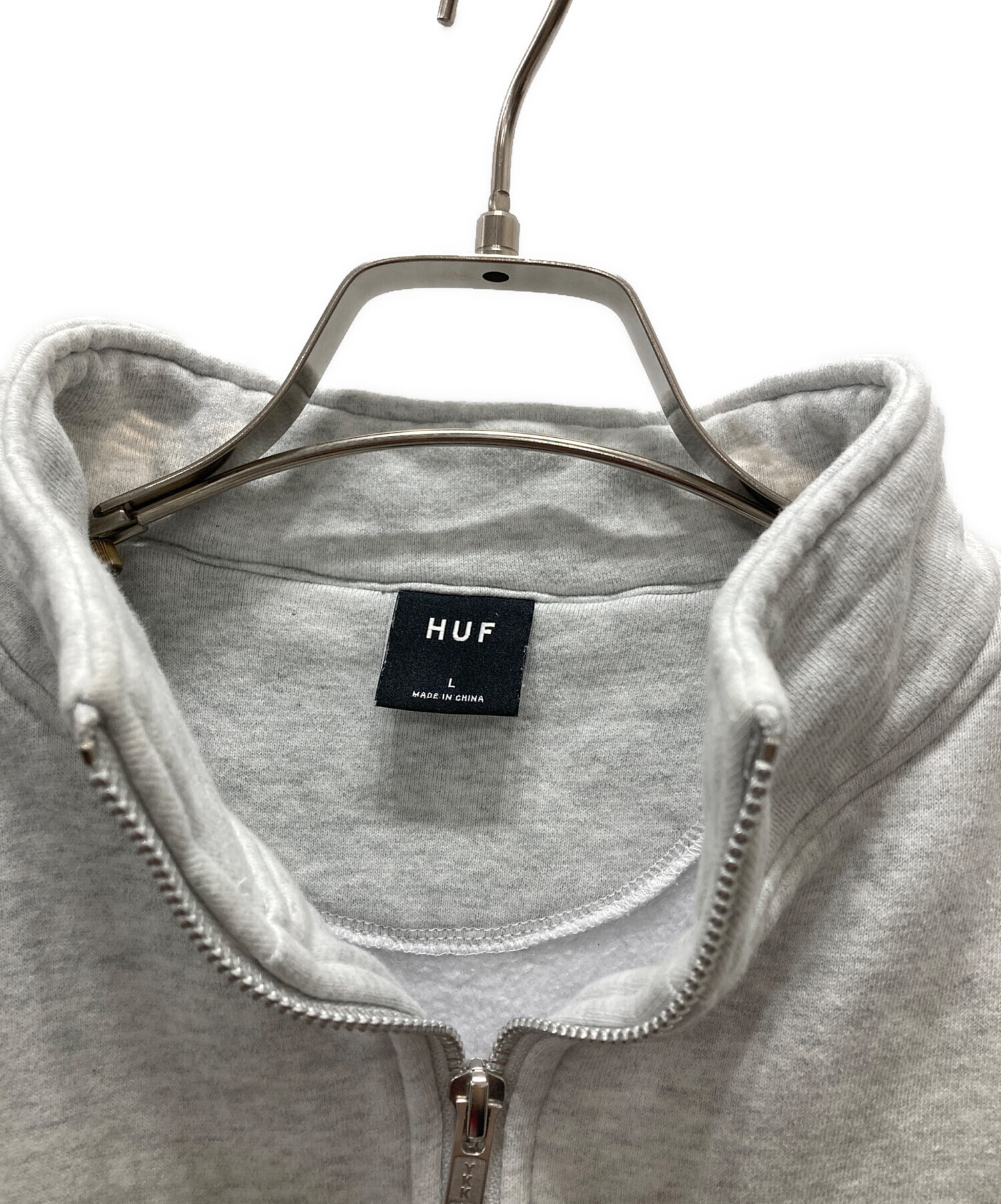 中古・古着通販】HUF (ハフ) ハーフジップスウェット グレー サイズ:L