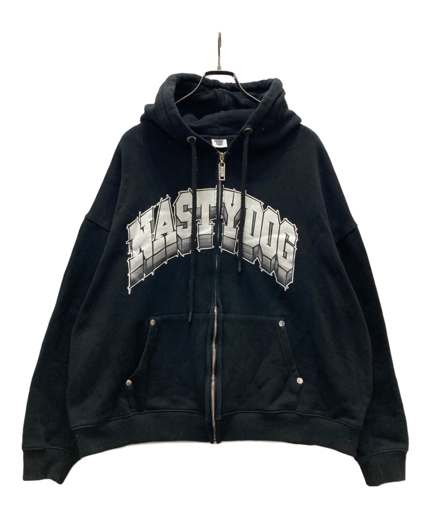 NASTY DOG パーカー ブラック スナップボタン 中古・古着通販】NASTY DOG (ナスティー ドッグ) ジップパーカー