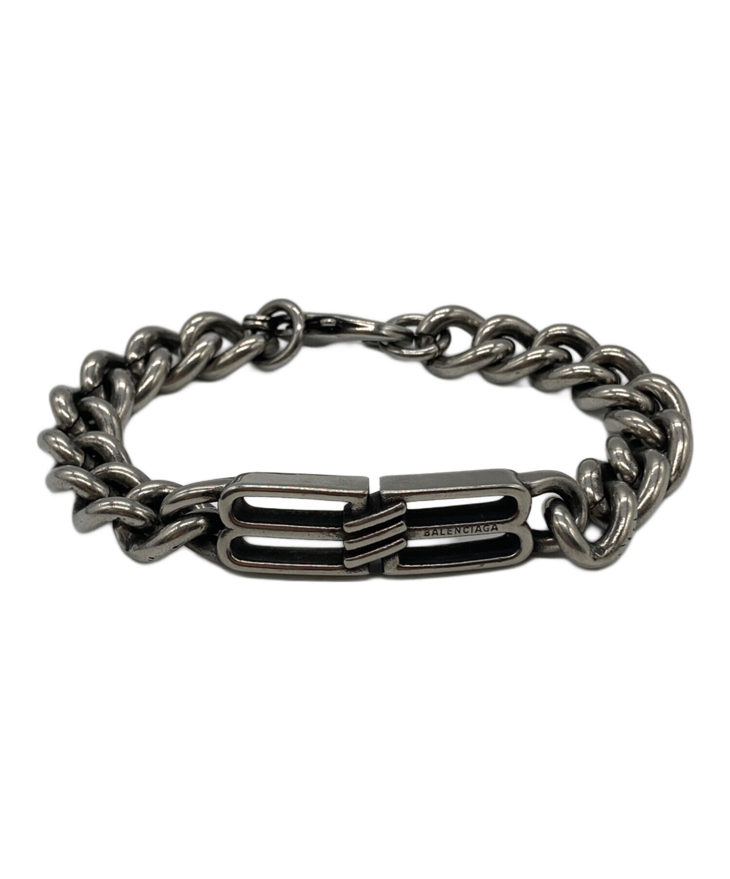 中古BALENCIAGA バレンシアガ グルメットネックレス BB icon. ☆BALENCIAGA☆大人気！BB ICON グルメット シルバーネックレス