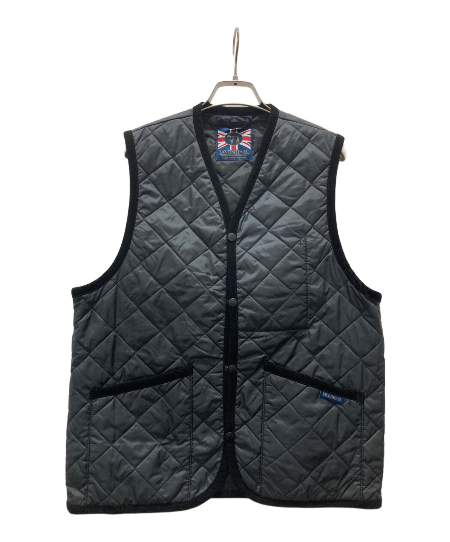 ラベンハムLAVENHAMキルティングベスト ネイビー Sサイズ36 中古・古着通販】LAVENHAM (ラベンハム) キルティングベスト ネイビー