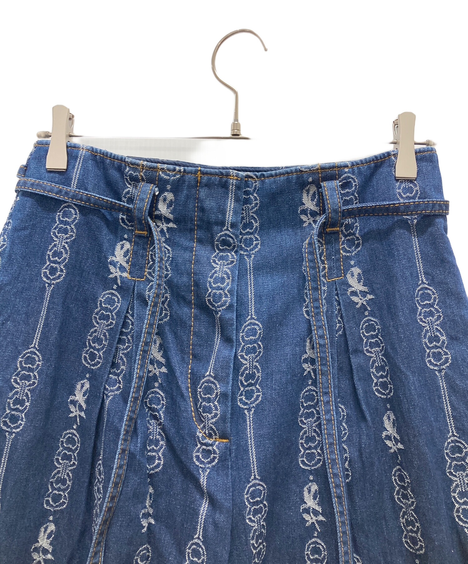 Tory Burch デニム ワイドパンツ 総柄 中古・古着通販】TORY BURCH (トリーバーチ) ダブルリング デニム