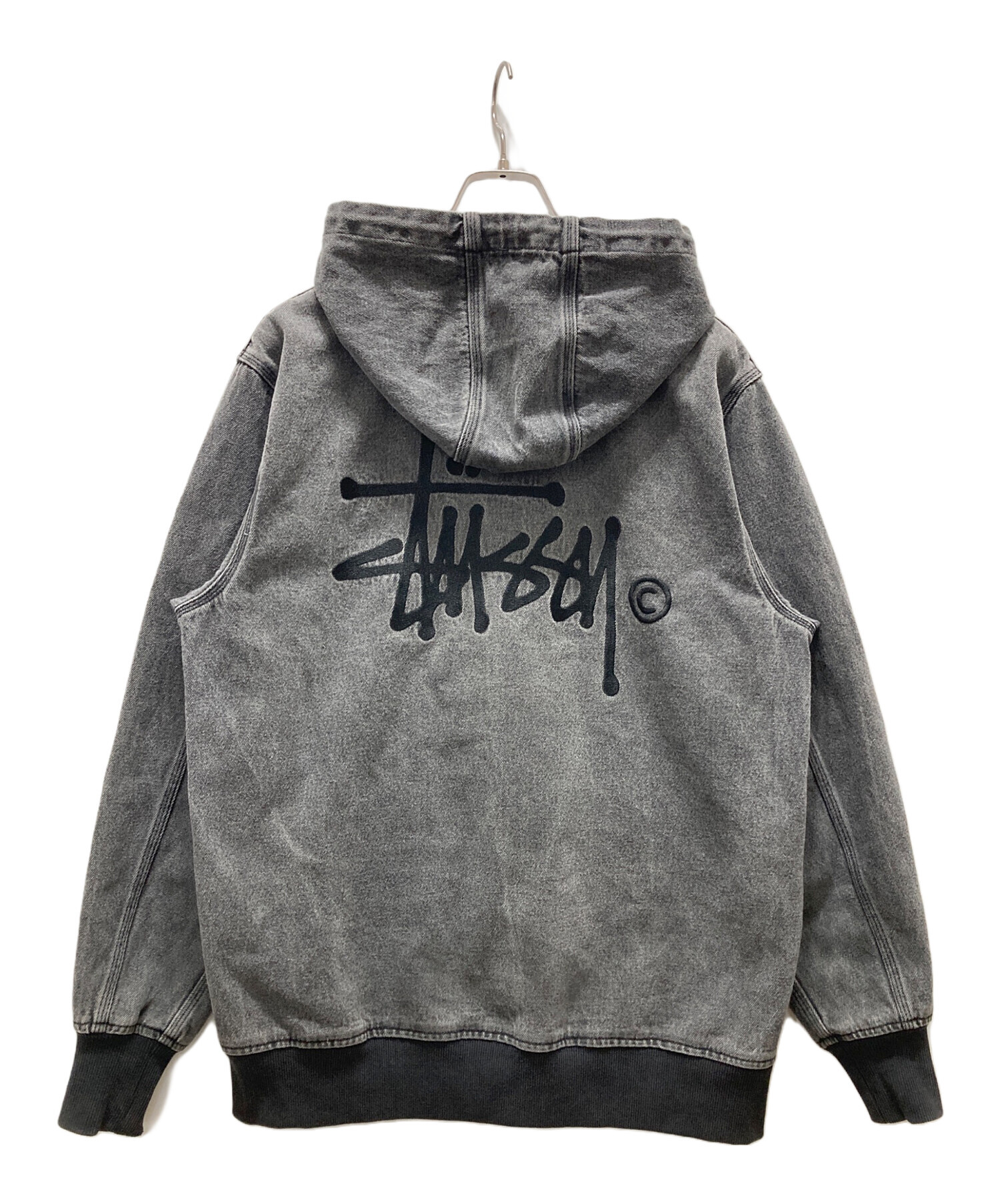 正規品　ZIPパーカー L ベーシック STUSSY グレー　スピード発送 中古・古着通販】stussy (ステューシー) basic stussy zip パーカー