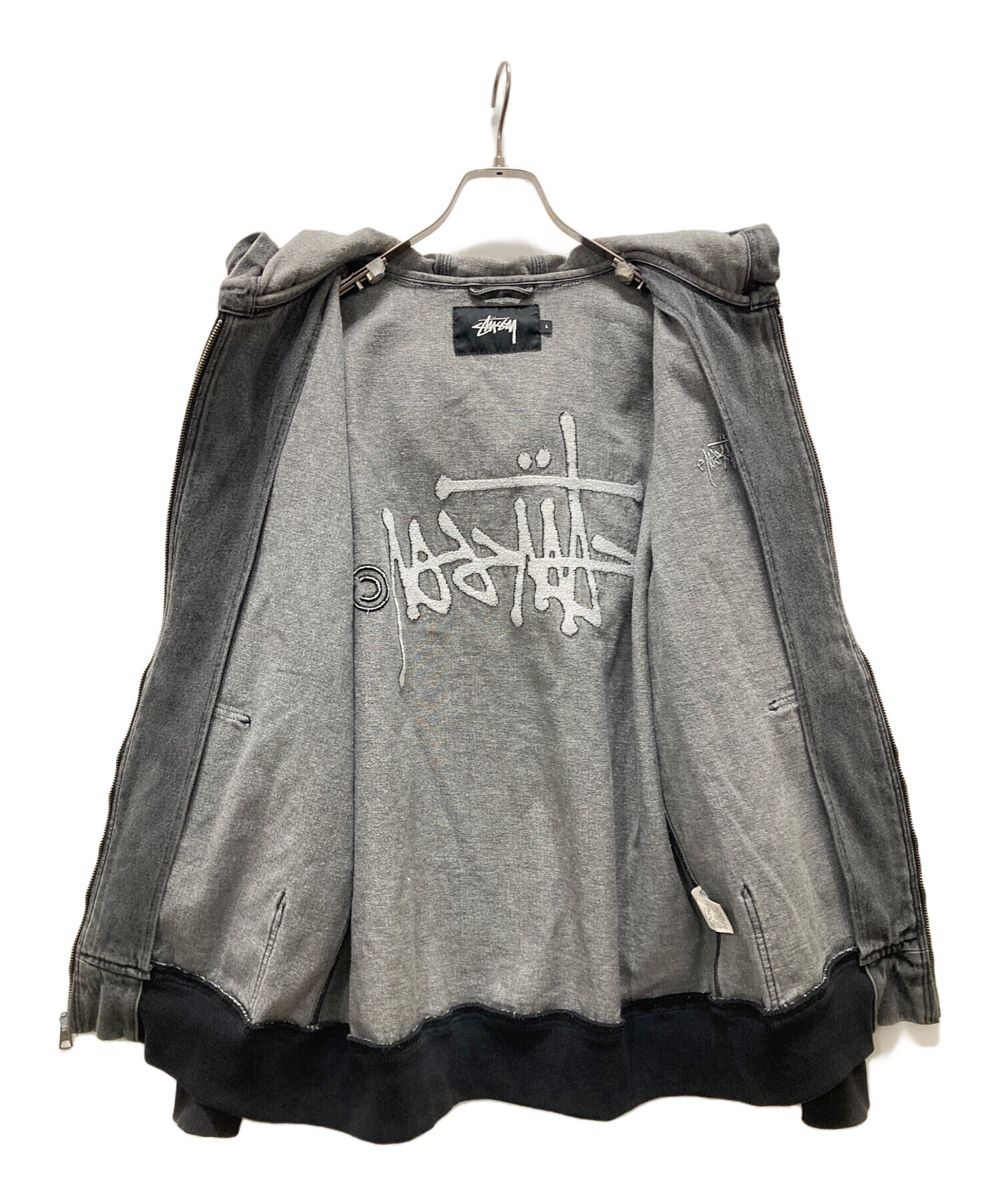 Stüssy グレー パーカー Lサイズ　USED 中古・古着通販】stussy (ステューシー) basic stussy zip パーカー