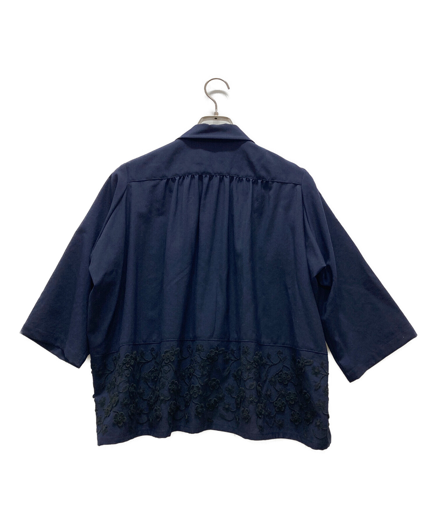 美品 トリココムデギャルソン 半袖ブラウス レース 丸襟 黒 M コットン100 中古・古着通販】tricot COMME des GARCONS (トリココムデギャルソン