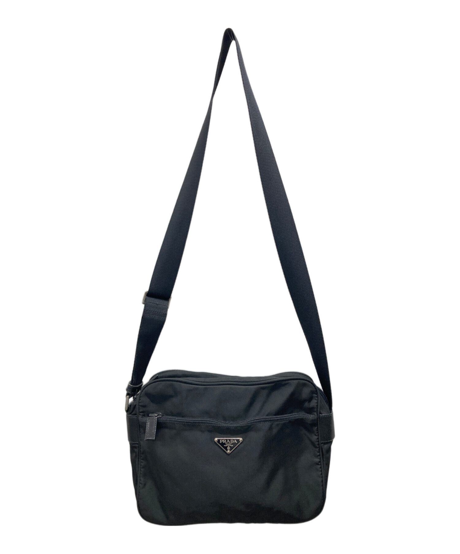 PRADAナイロンメッセンジャーバッグ VELA SPORT ブラック男女兼用 中古・古着通販】PRADA (プラダ) VELA SPORT/カメラバッグ ブラック
