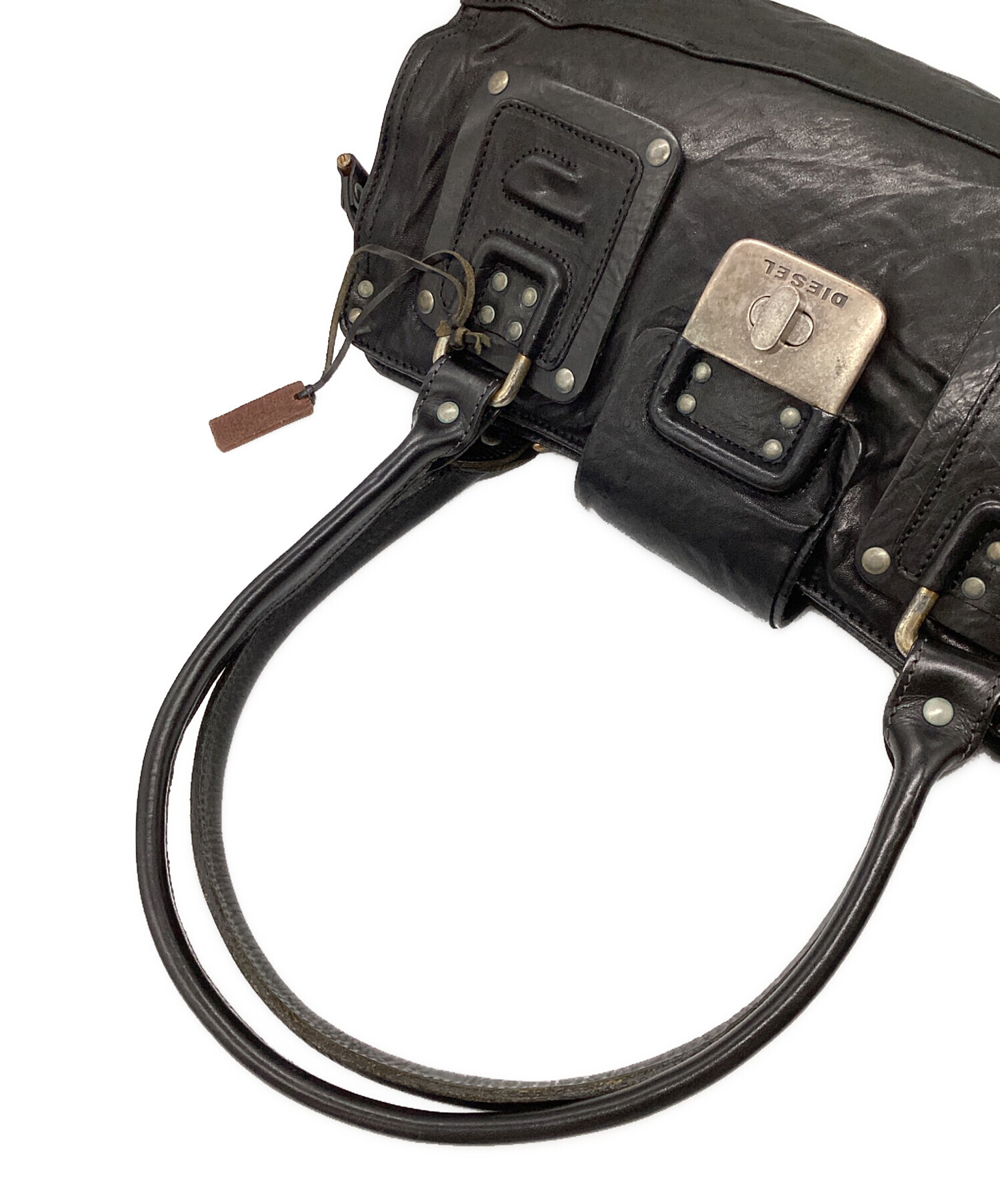 00s diesel ディーゼル レザー ショルダーバッグ y2k ロゴプレート 中古・古着通販】DIESEL (ディーゼル) ロゴプレート レザーバッグ/Y2K