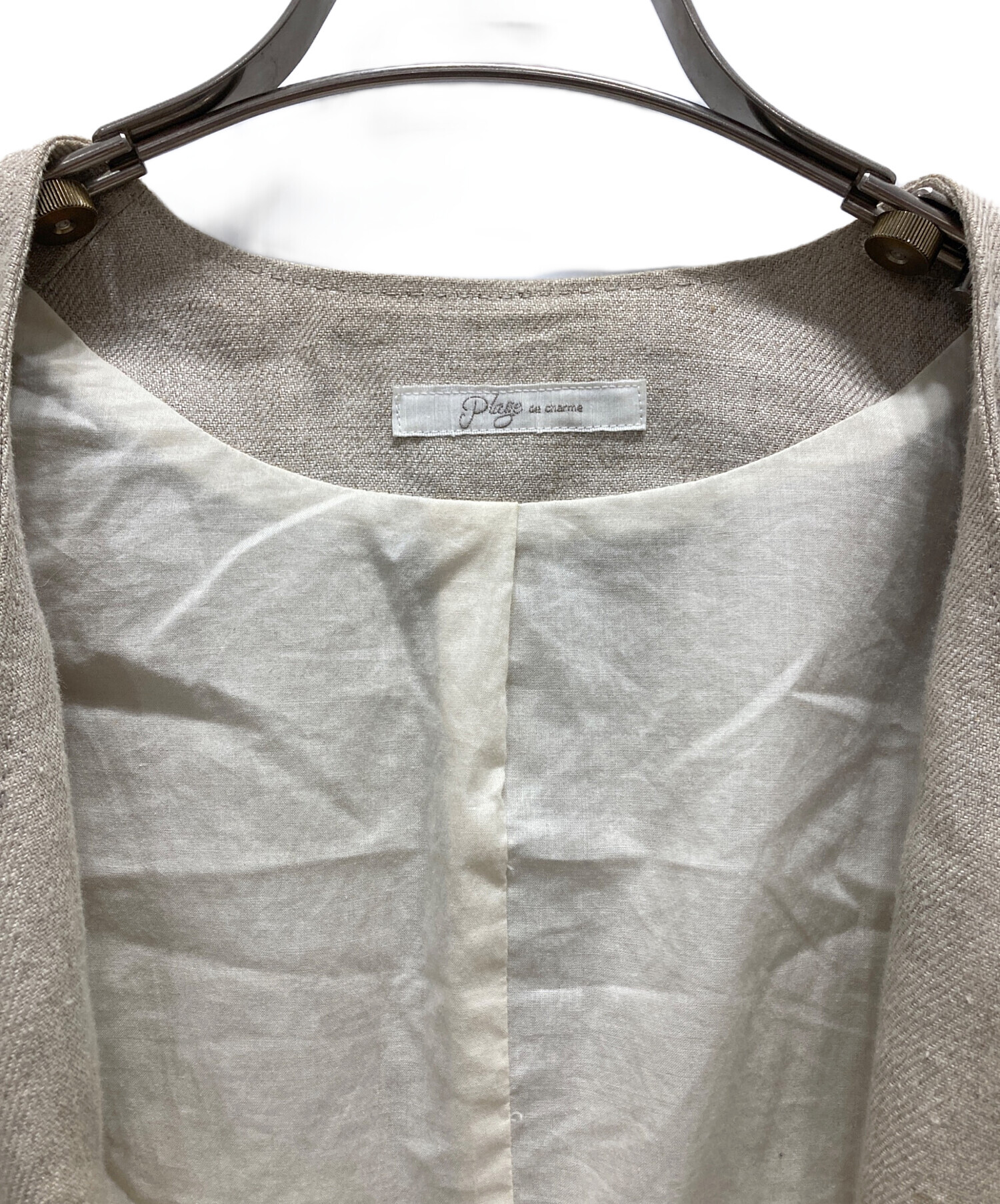 中古・古着通販】Plage (プラージュ) Collarless ジャケット ベージュ