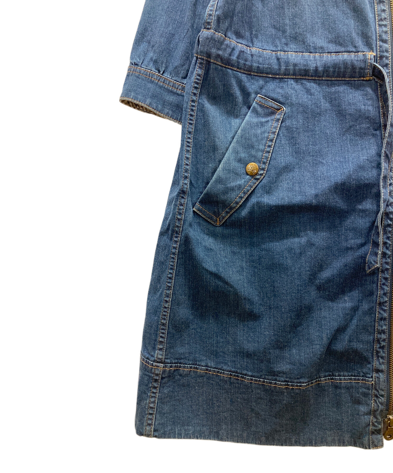 A-32BURBERRY BLUE LABEL デニムプリーツワンピース Y2K 中古・古着通販】BURBERRY BLUE LABEL (バーバリー ブルー レーベル