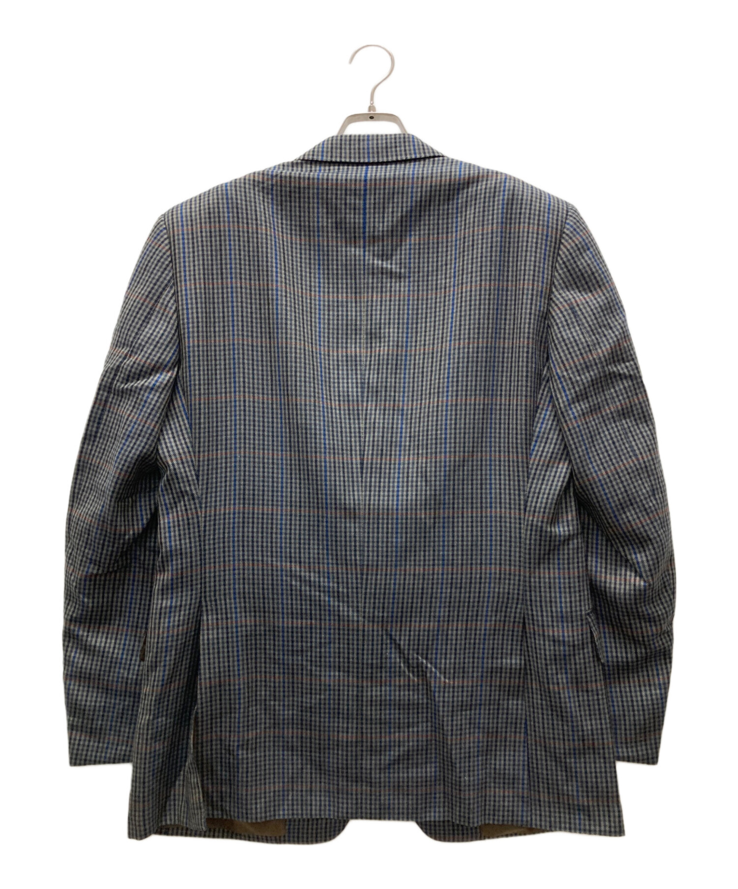 【dunhill】テーラードジャケット チェック柄 ライトブルー AB6 中古・古着通販】dunhill (ダンヒル) カシミヤテーラードジャケット
