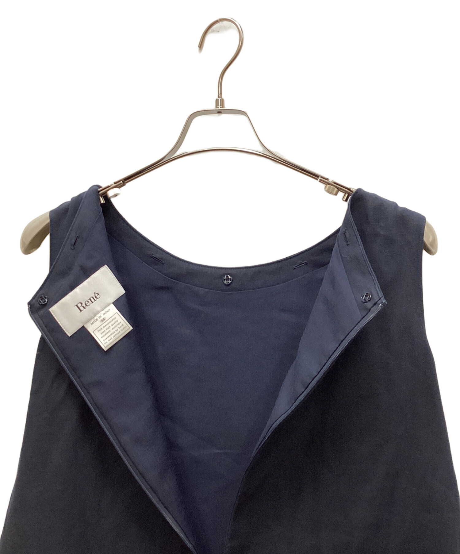 中古・古着通販】Rene (ルネ) ノースリーブ切替ワンピース ネイビー