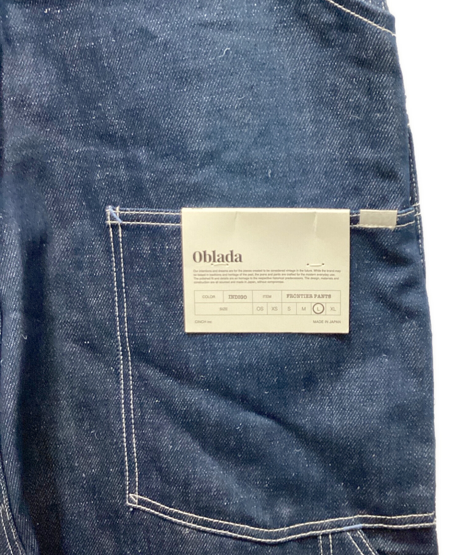 中古・古着通販】Oblada (オブラダ) FRONTIER PANTS インディゴ サイズ