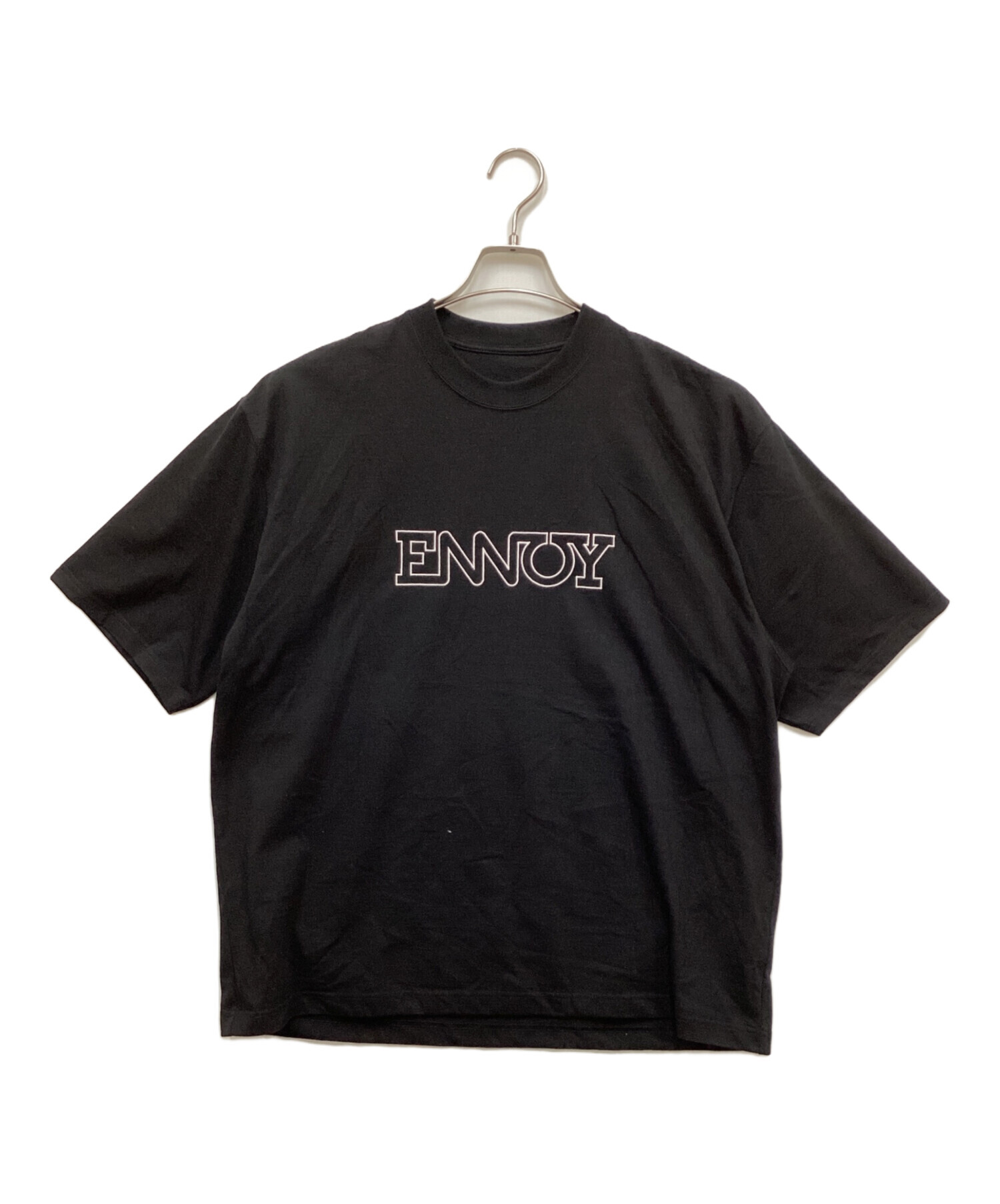 中古・古着通販】ENNOY (エンノイ) 刺繍ロゴTシャツ ブラック サイズ:L