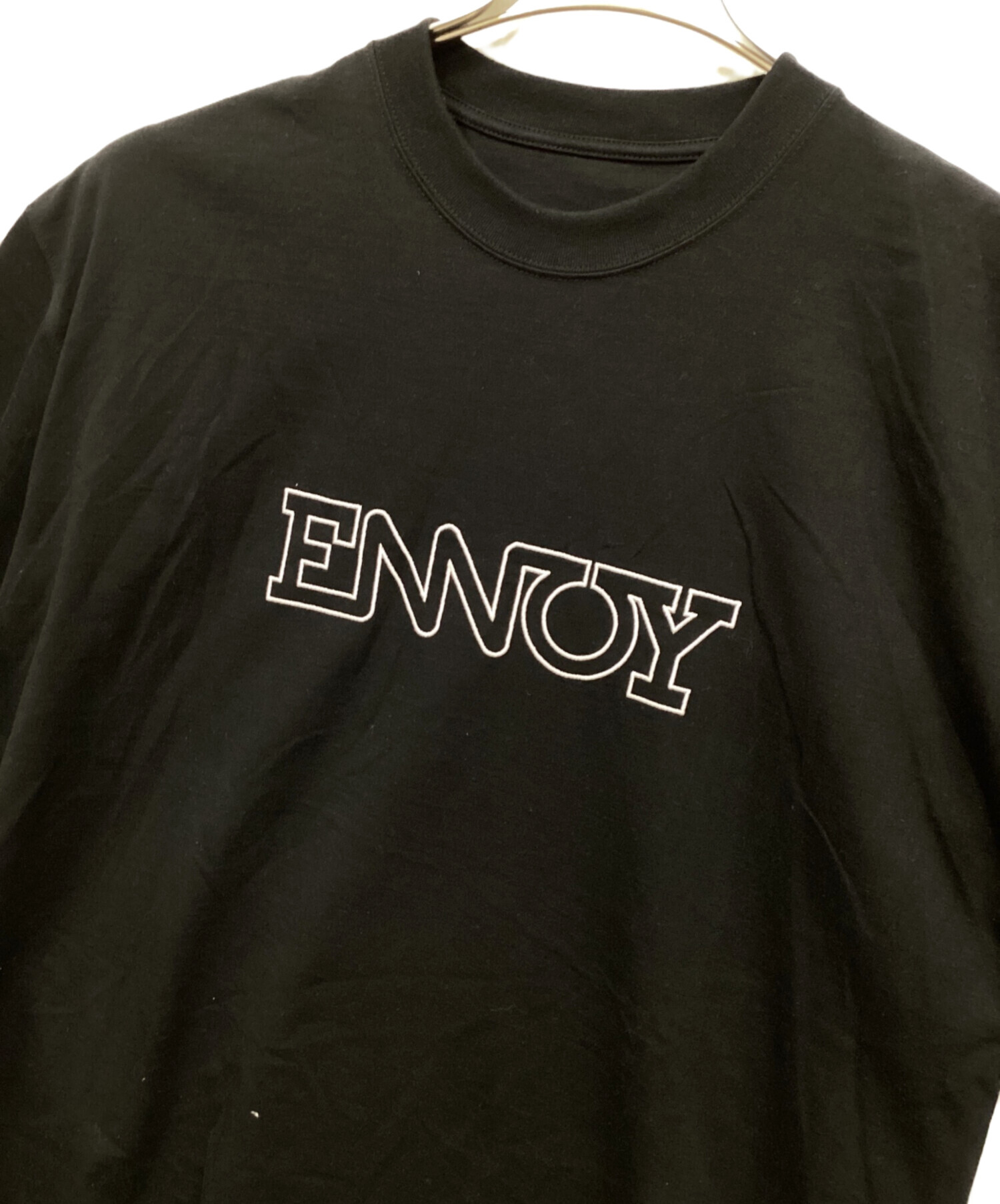 中古・古着通販】ENNOY (エンノイ) 刺繍ロゴTシャツ ブラック サイズ:L