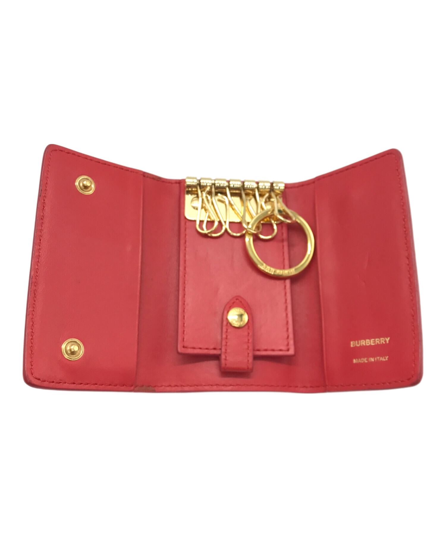 未使用品　BURBERRY　バーバリー　5連キーケース　チェック　レッド　赤