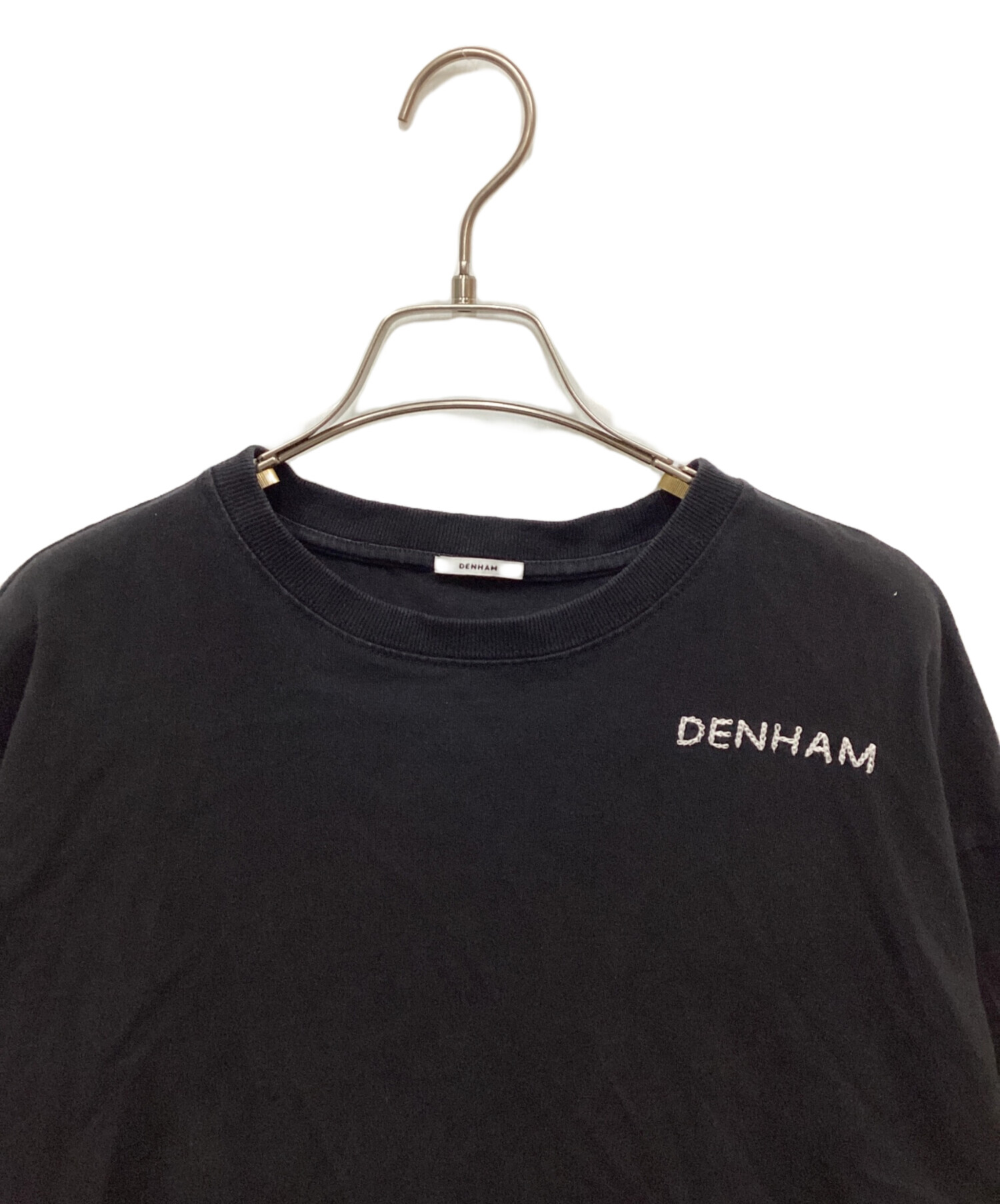 中古・古着通販】Denham (デンハム) ロゴ刺繍Tシャツ ブラック サイズ 