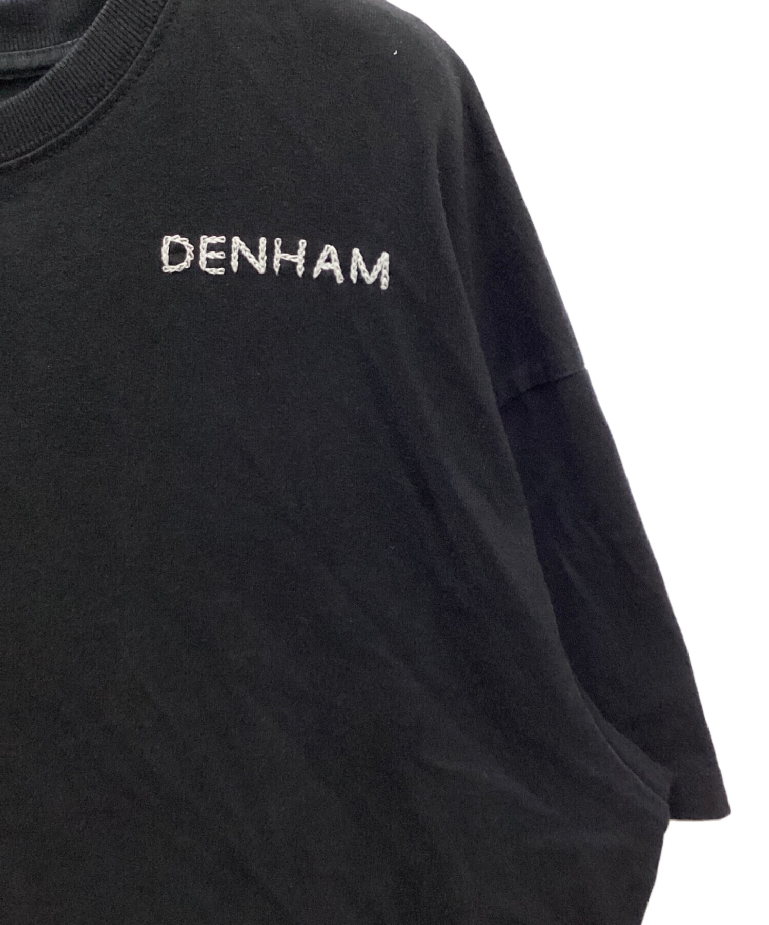 中古・古着通販】Denham (デンハム) ロゴ刺繍Tシャツ ブラック サイズ 
