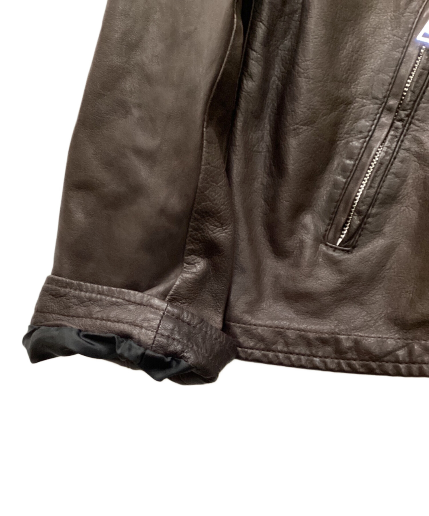 delan デラン　ダークブラウン シングルライダース 中古・古着通販】DELAN (デラン) シングルライダースジャケット