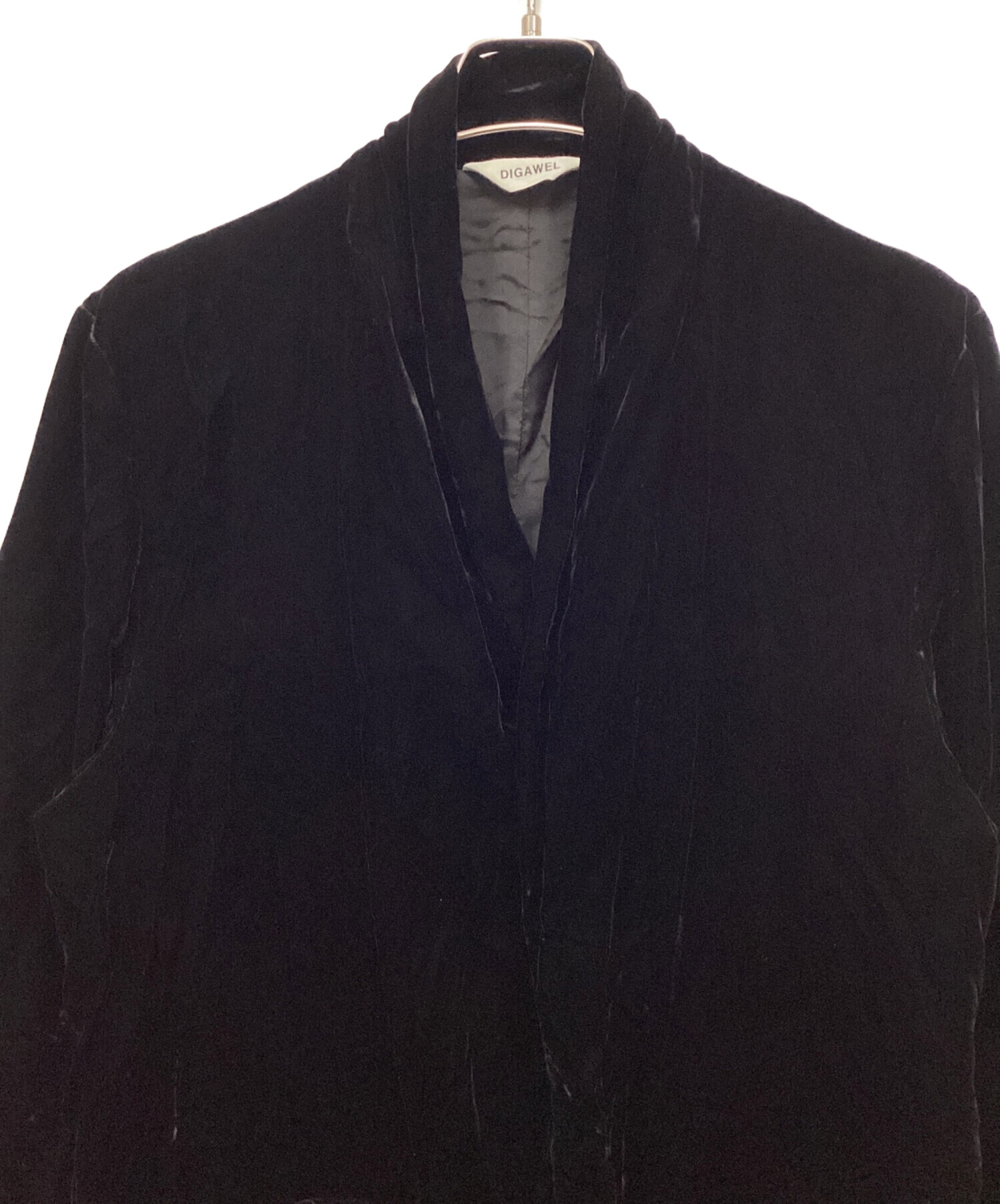 DIGAWEL 黒 ベルベット　ガウン　コート 中古・古着通販】DIGAWEL (ディガウェル) ベルベットガウンコート