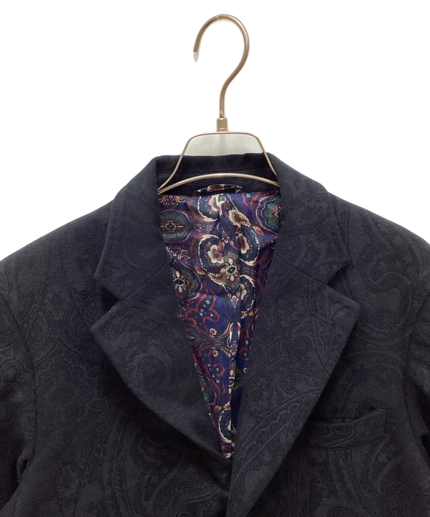 ルビアム　チェスターコート　メンズ　ブラック　ペイズリー柄 中古・古着通販】COMME CA MEN (コムサ・メン) ペイズリー柄チェスター
