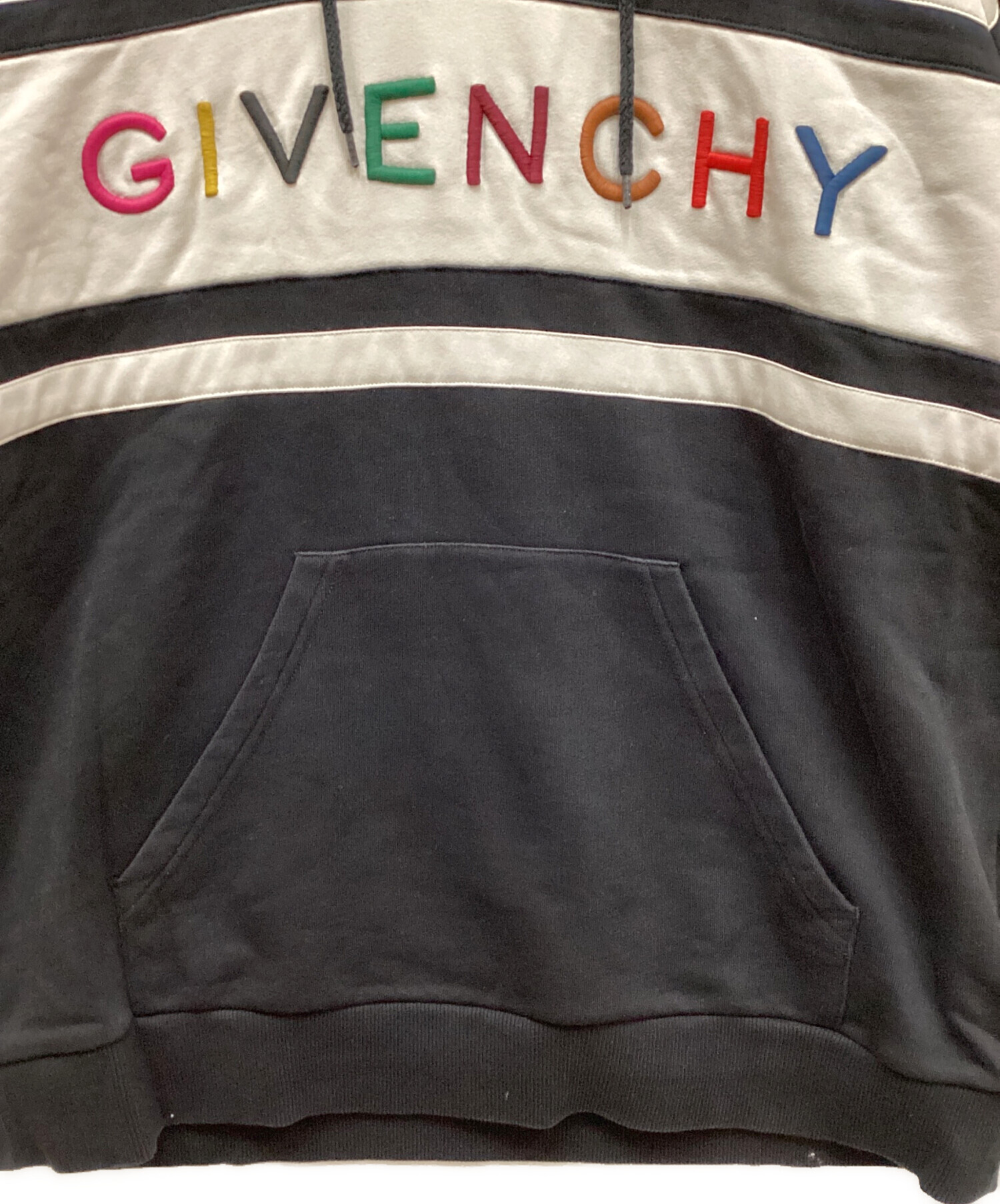 中古・古着通販】GIVENCHY (ジバンシィ) ロゴ刺繍プルオーバーパーカー 
