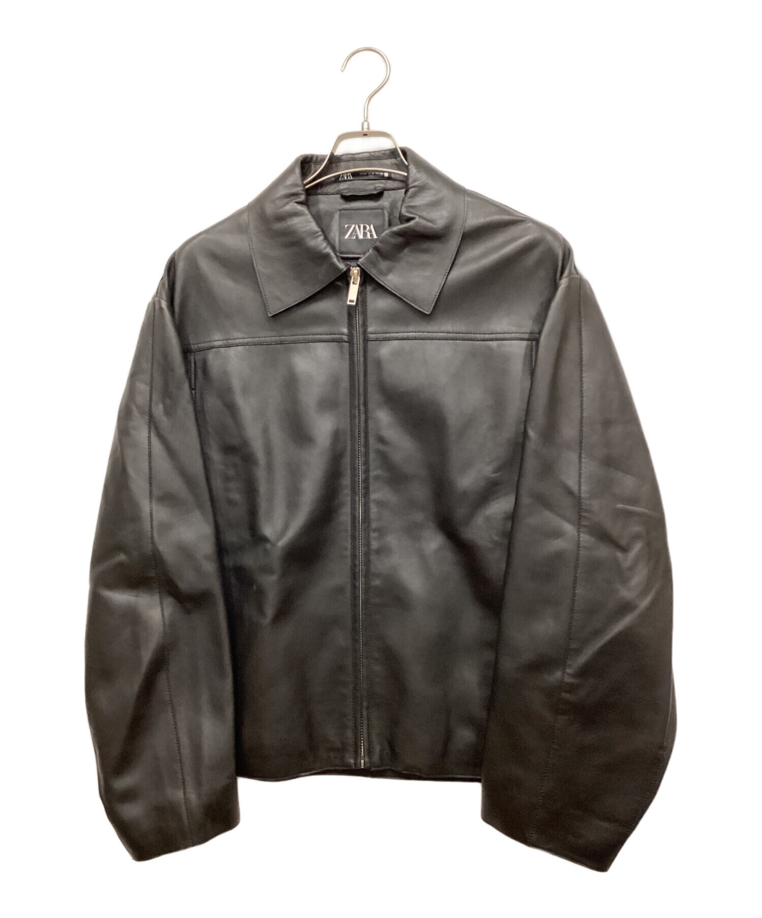 中古・古着通販】ZARA (ザラ) クロップドレザージャケット ブラック