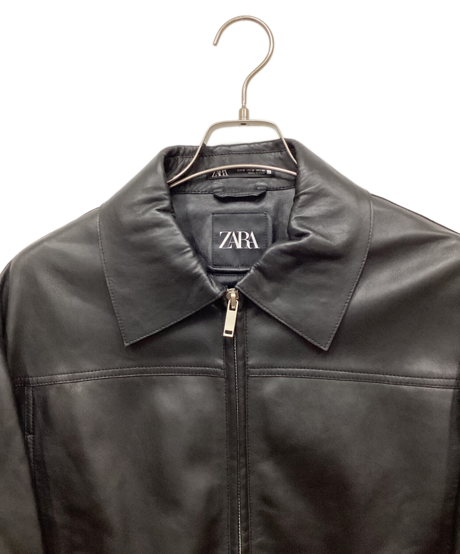 中古・古着通販】ZARA (ザラ) クロップドレザージャケット ブラック