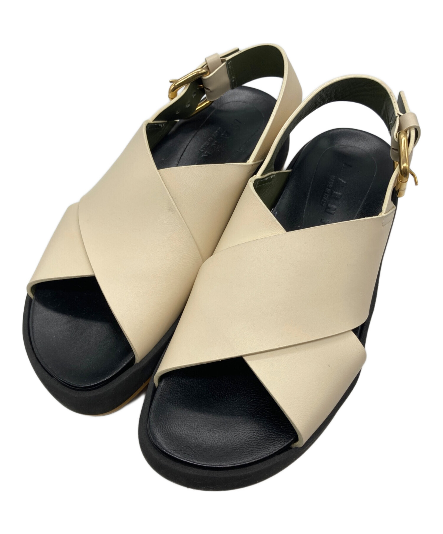 中古・古着通販】MARNI (マルニ) プラットフォームサンダル アイボリー 