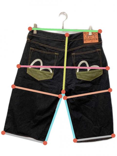中古・古着通販】EVISU (エヴィス) ワッペンデニムハーフパンツ サイズ