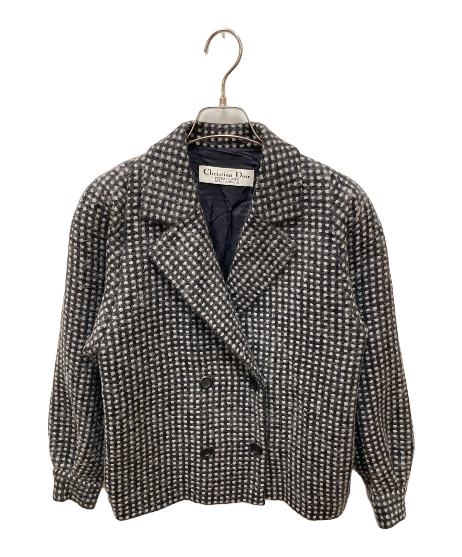 【クリスチャンディオール】テーラードジャケット ダブル　黒　水玉　9 中古・古着通販】Christian Dior (クリスチャン ディオール) ダブル