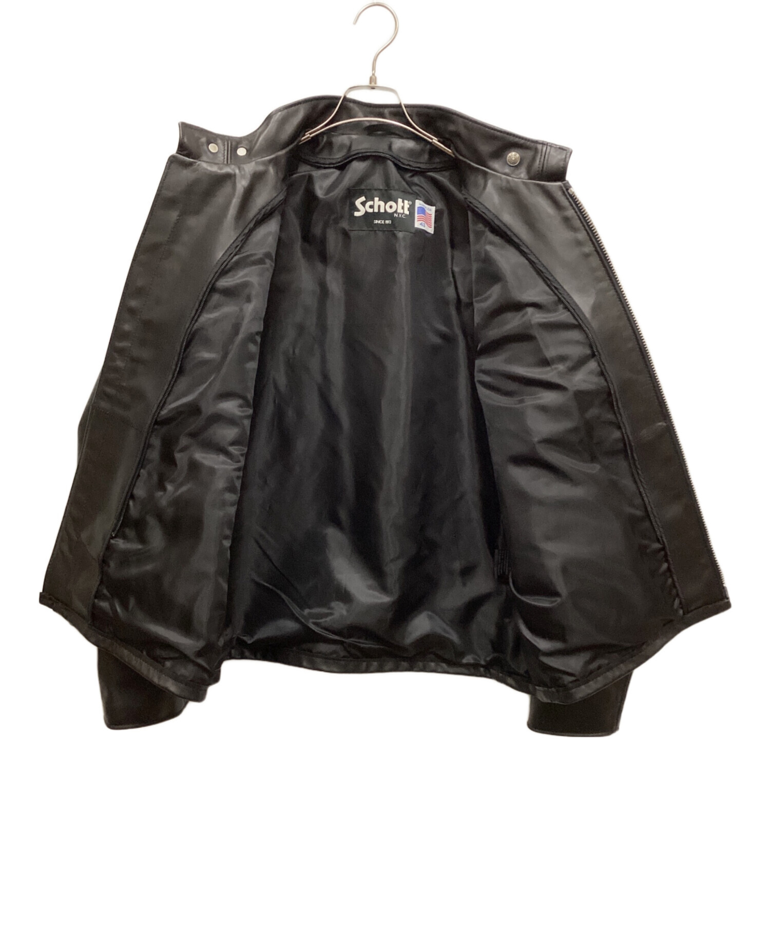 Schott 641 シングルレザーライダースジャケット 牛革 本革 黒 L 