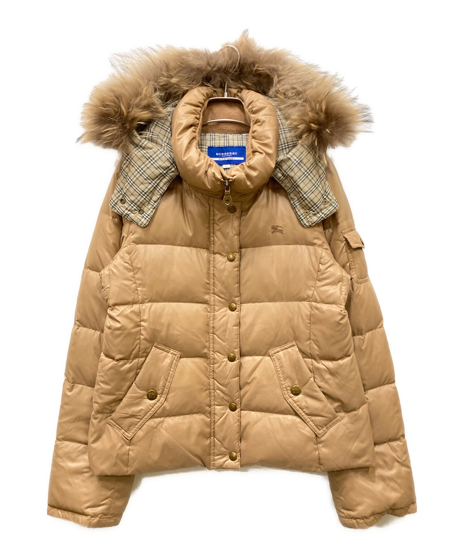 バーバリー ブルーレーベル ダウン ベージュ ファー付き 40サイズ