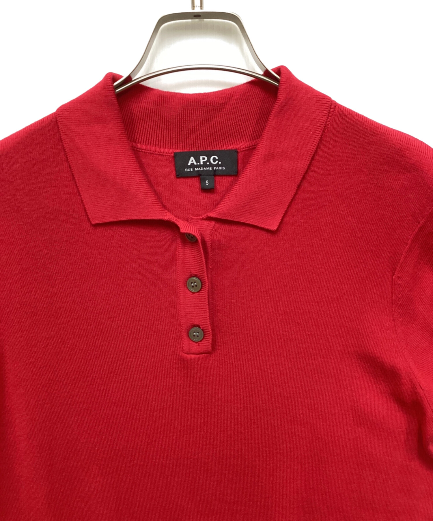 中古・古着通販】A.P.C. (アーペーセー) ニットポロシャツ レッド