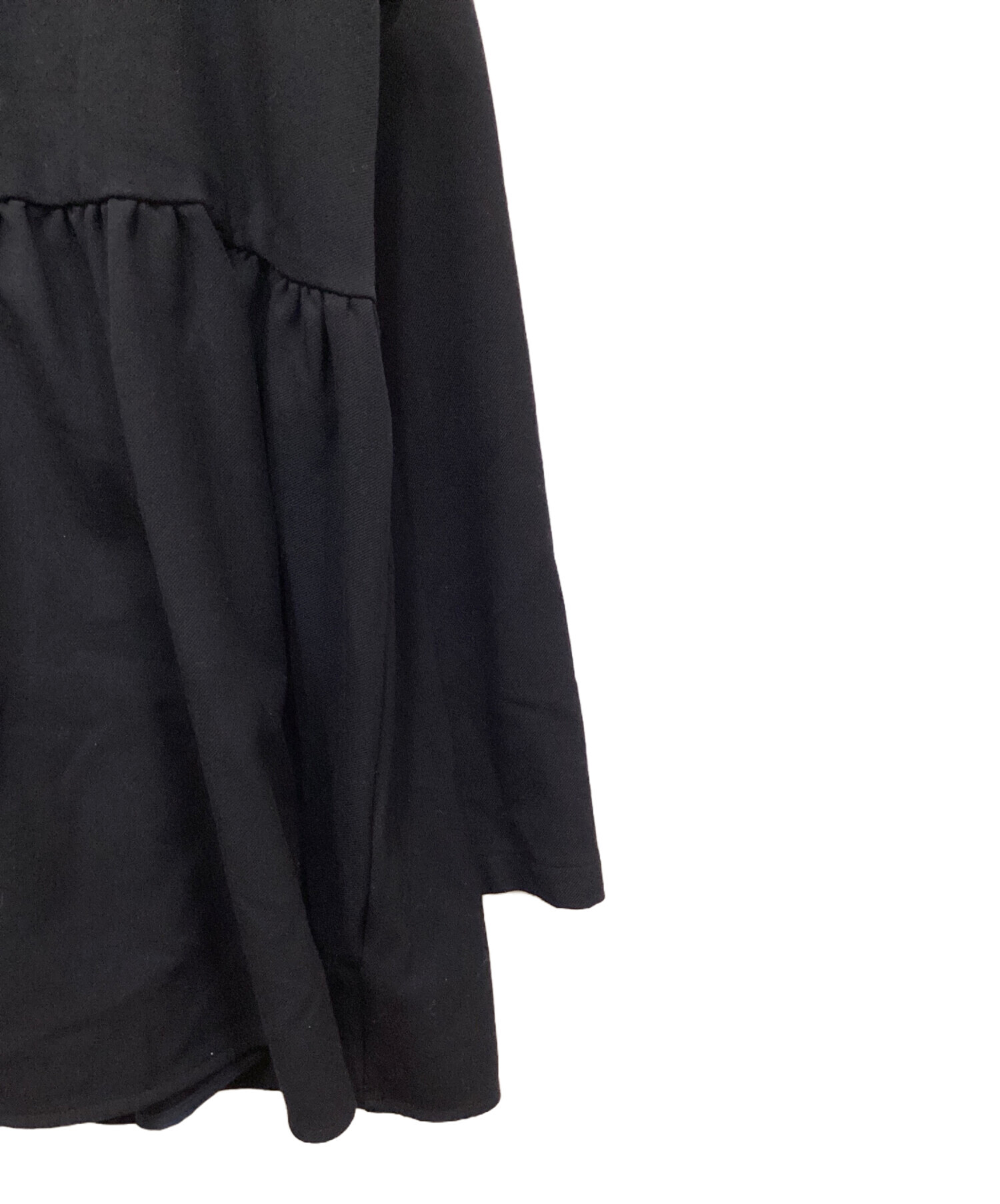 中古・古着通販】YORI (ヨリ) 起毛フリルブラウス ネイビー