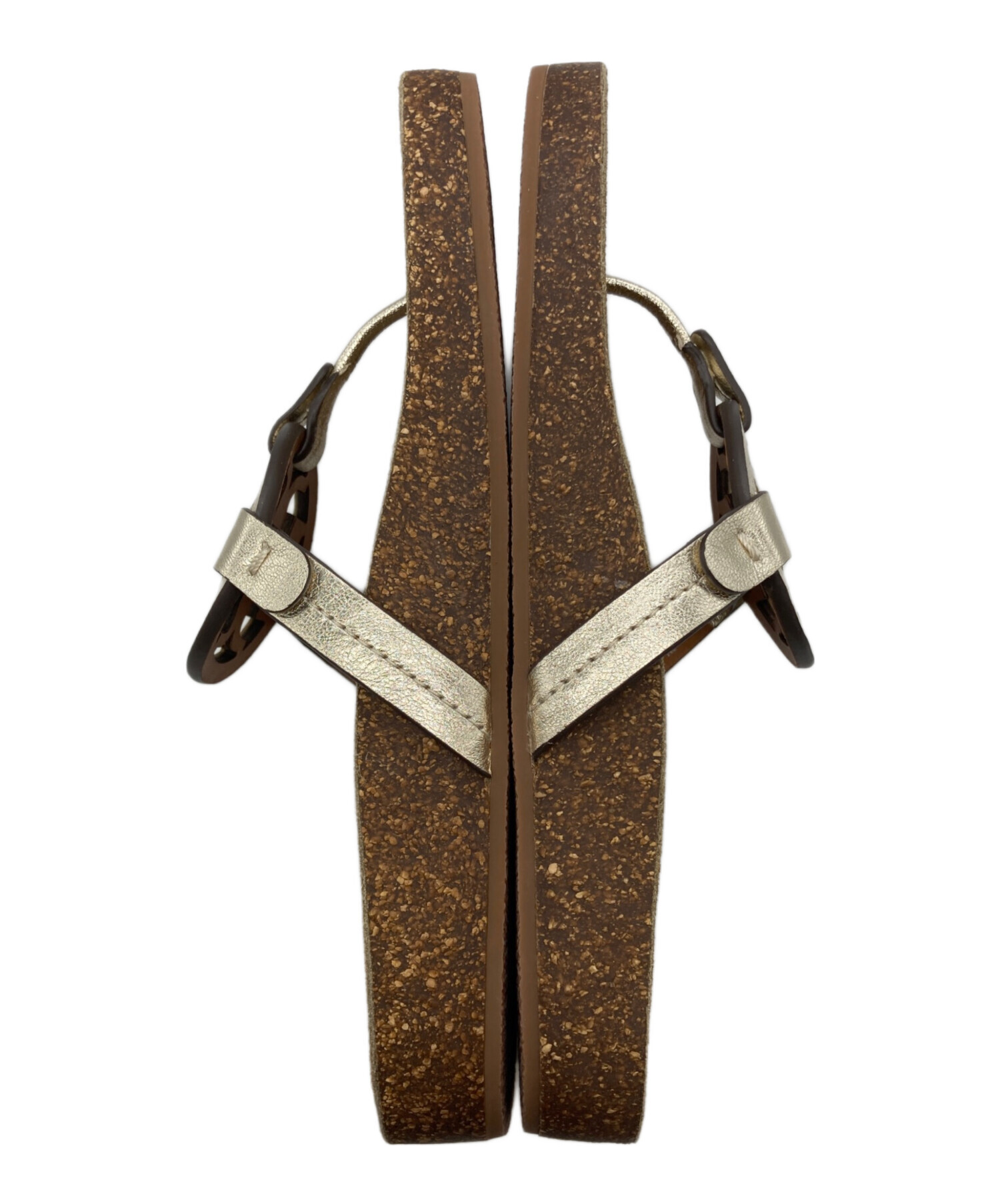 〔TORY BURCH〕ヘビ柄フラットサンダル 未使用♡ブラックゴールド24.5 トリーバーチ サンダル 未使用 TORY BURCH〕ヘビ柄フラットサンダル 未