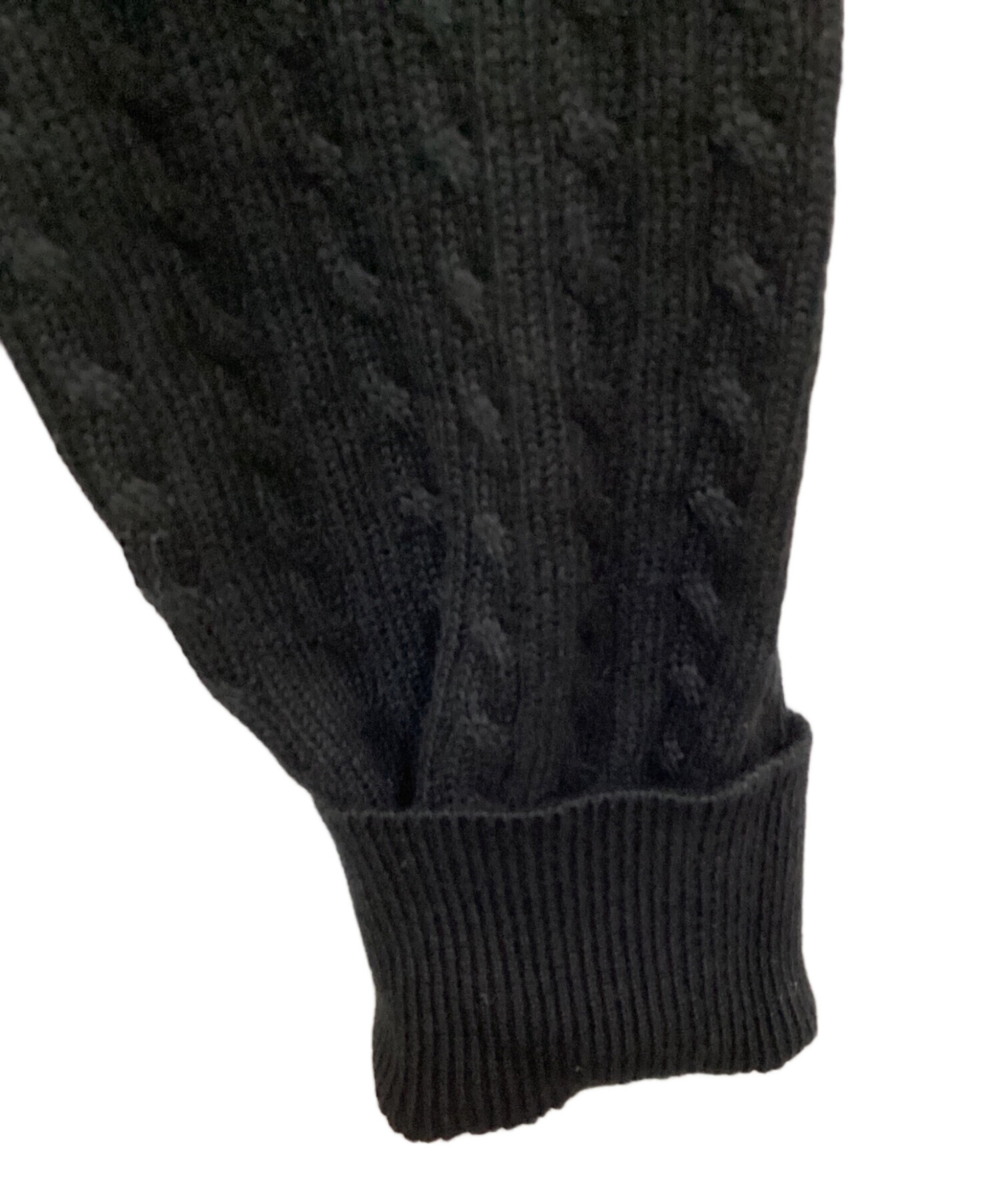 90s ポロラルフローレン コットン ニット カーディガン 黒 カーデ 古着 中古・古着通販】POLO RALPH LAUREN (ポロ・ラルフローレン) ケーブル